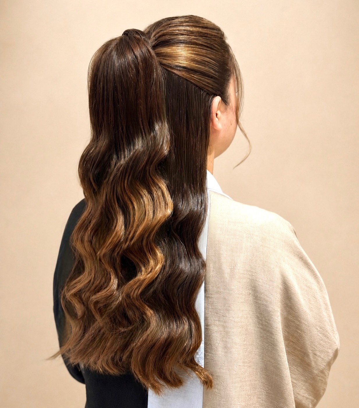 Polished High Ponytail With Defined Barrel Waves