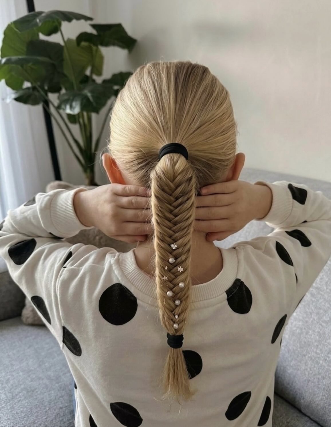 Intricate Fishtail Braid With Pearl Hair Pins