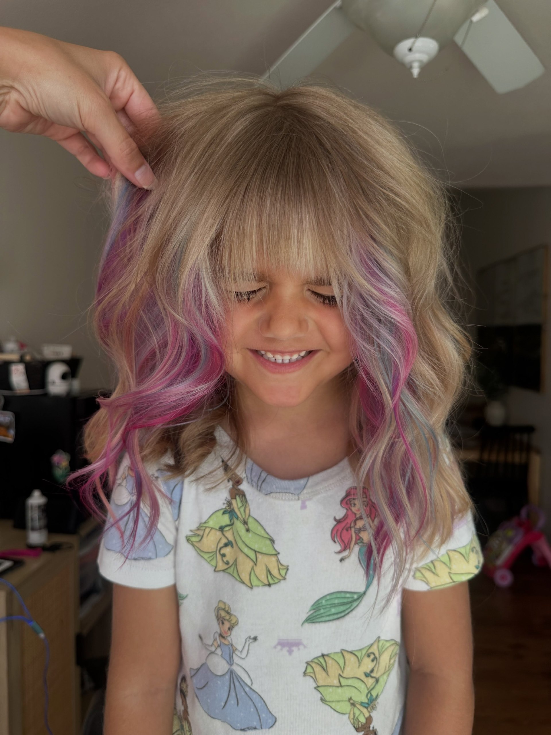 Fun Pink And Blue Streaks With Beachy Waves