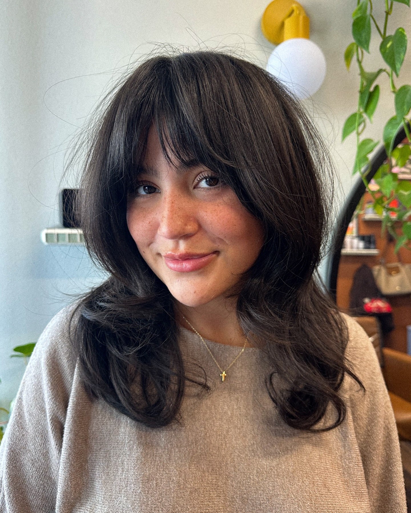 Effortless Layered Lob With Face-Framing Bangs