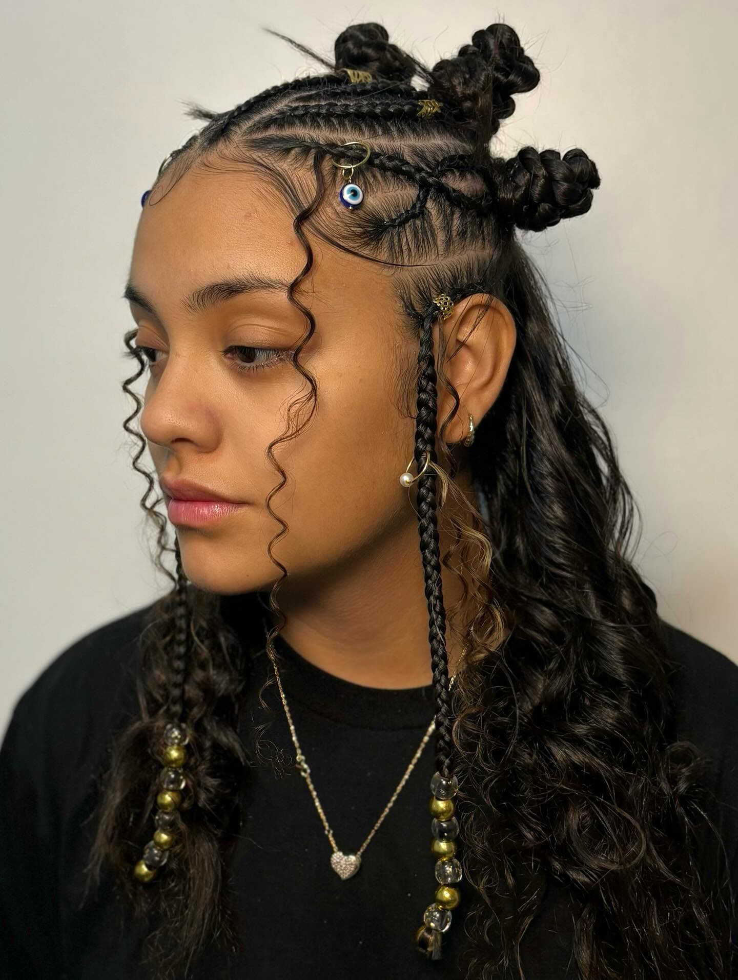 Edgy Braids With Top Knots & Beads