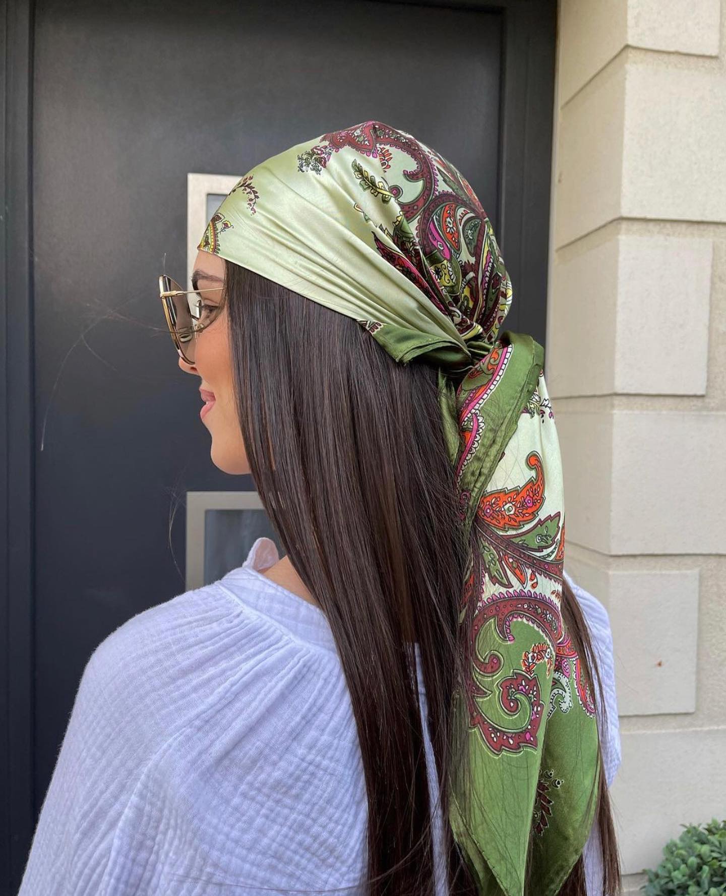 Silky Scarf Wrapped Low Ponytail