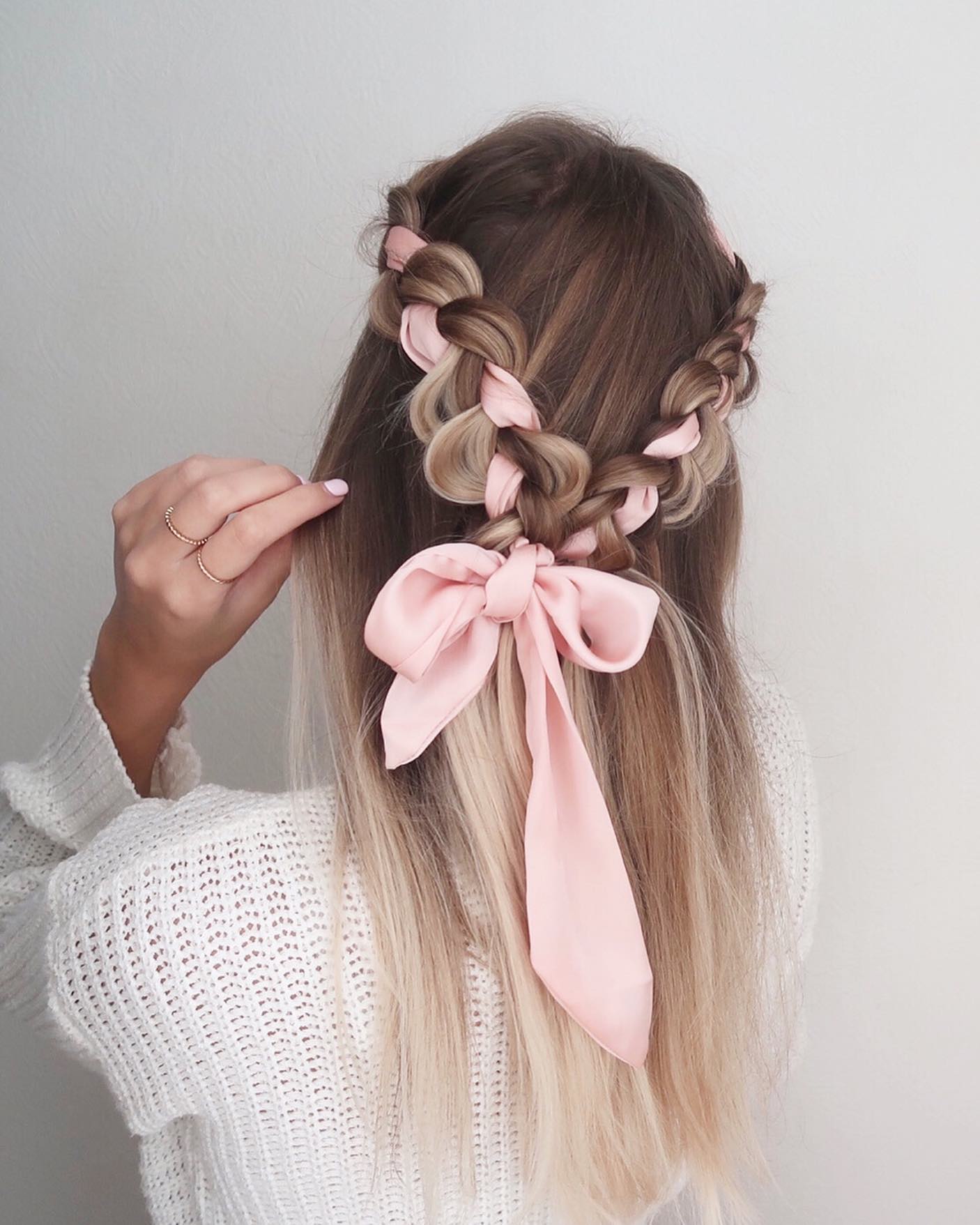 Braided Crown With Pink Scarf And Bow