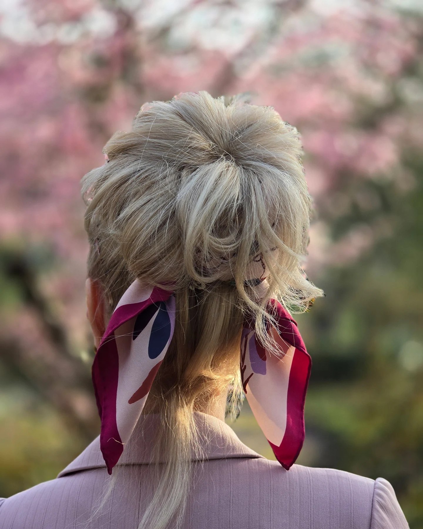 Effortless Updo With Chic Silk Scarf Accent