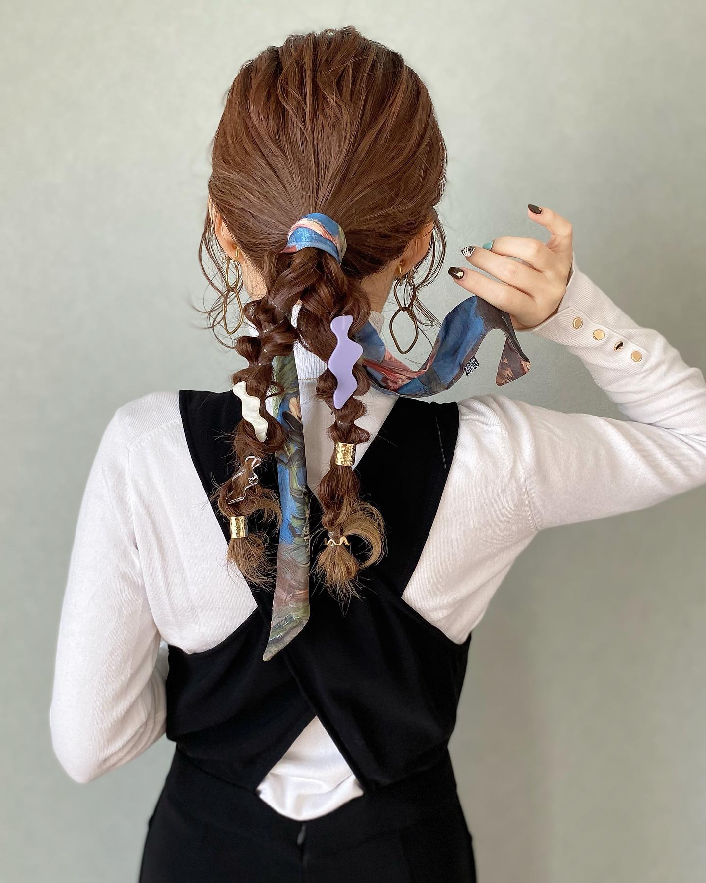 Braided Scarf Accent with Spiral Curls