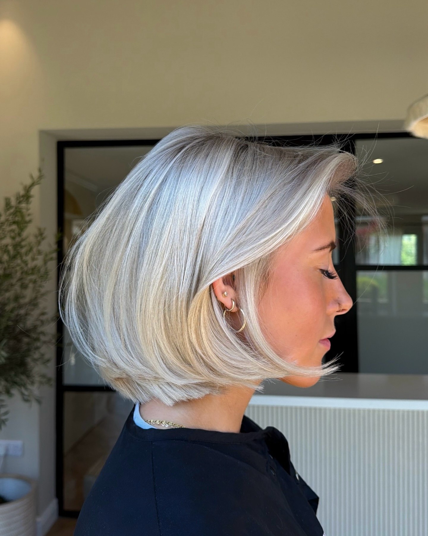 Platinum Blonde Bob With Subtle Face-Framing Layers