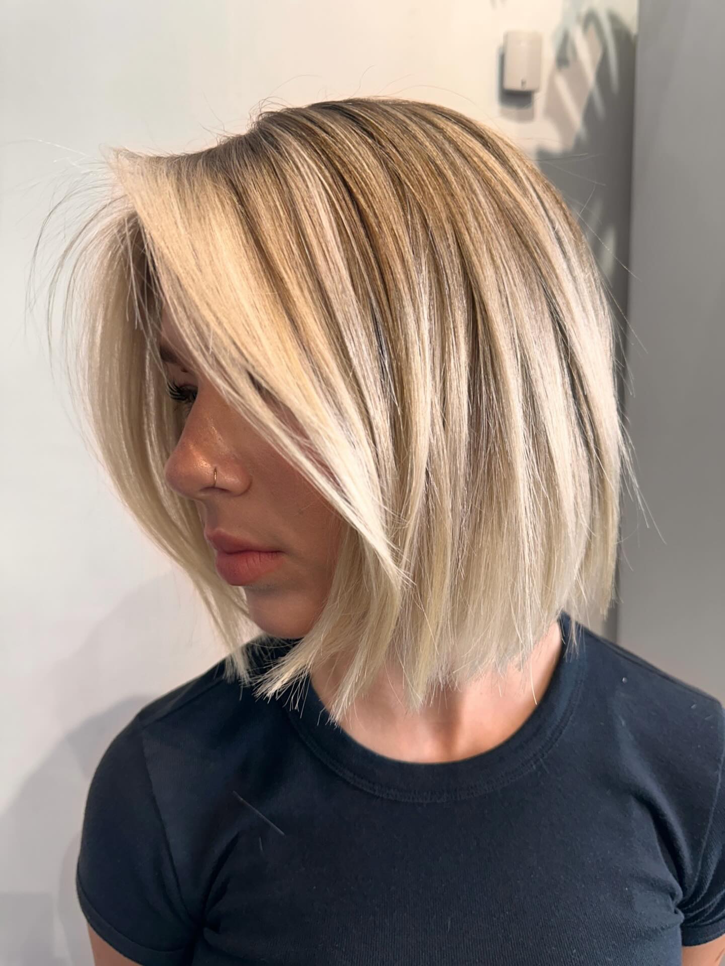 Tousled Ash Blonde Bob With Textured Ends
