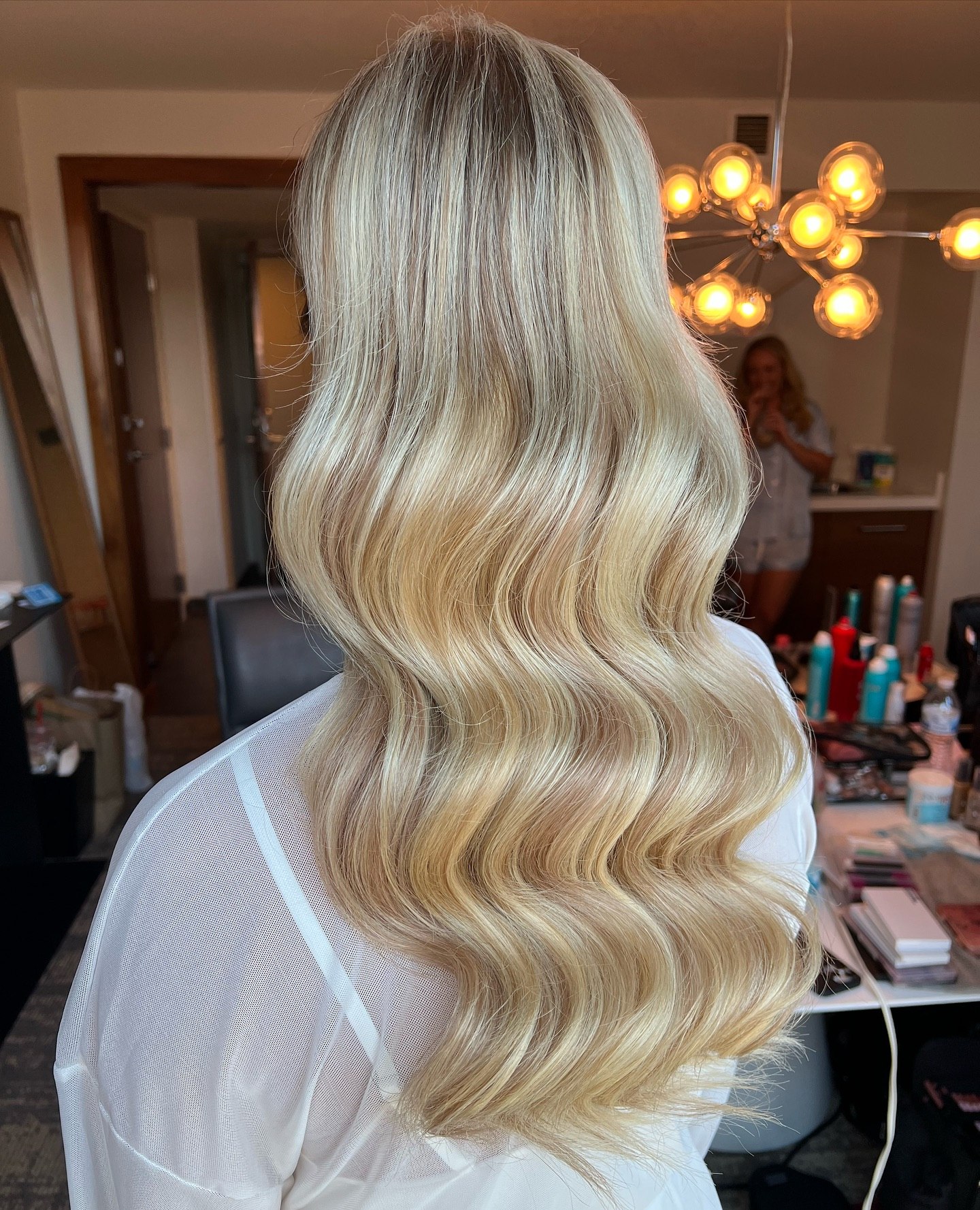 Glamorous Hollywood Waves With Honey Blonde Balayage