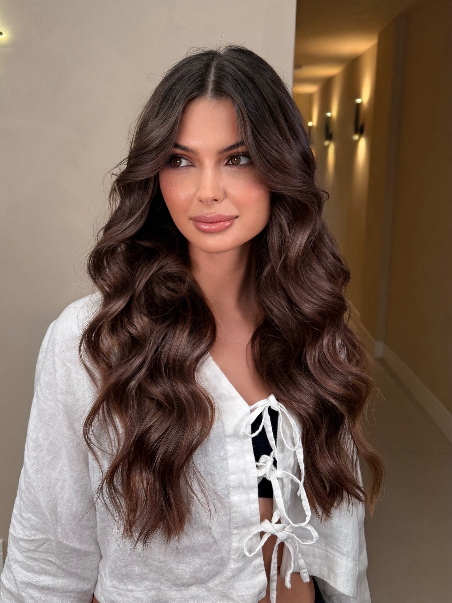 Rich Chocolate Brown Deep Waves With Face Framing Layers