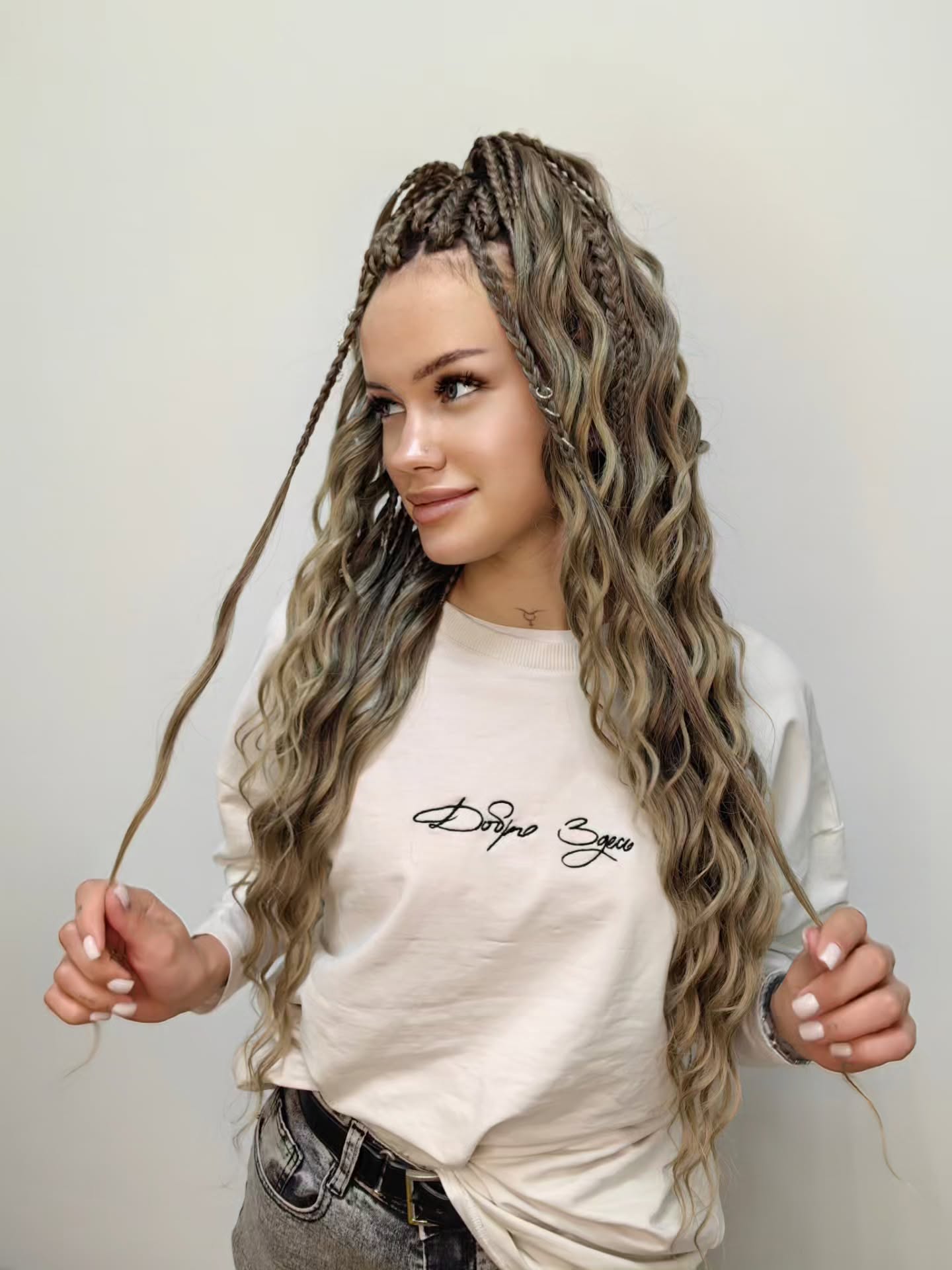 Bohemian Goddess Braids With Wavy Ends