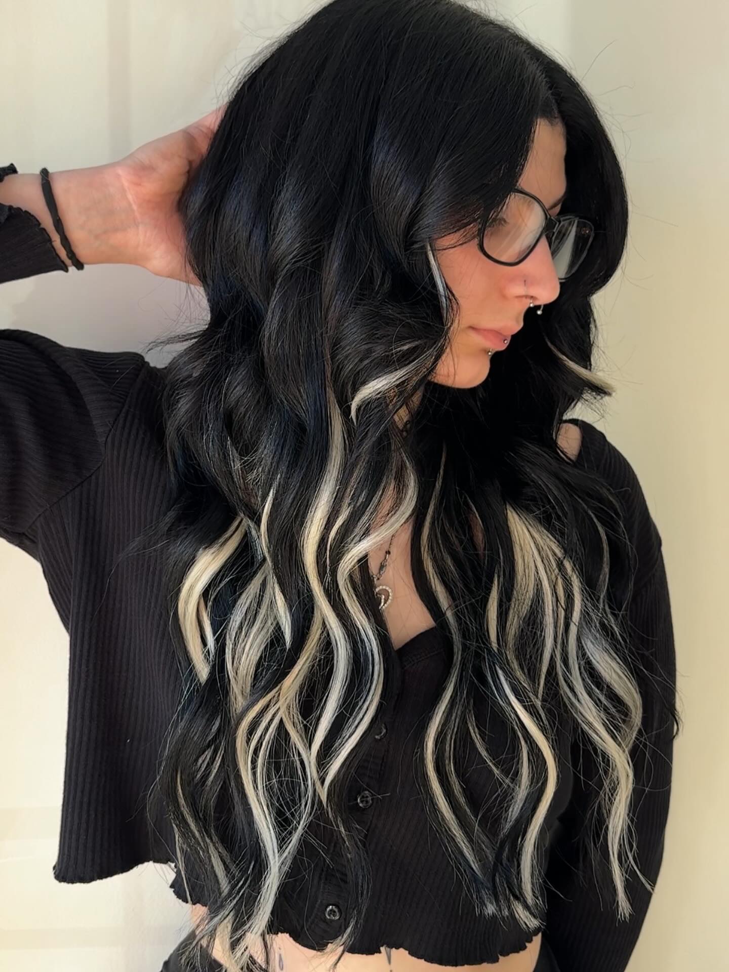Bold Black and Blonde Chunky Highlights