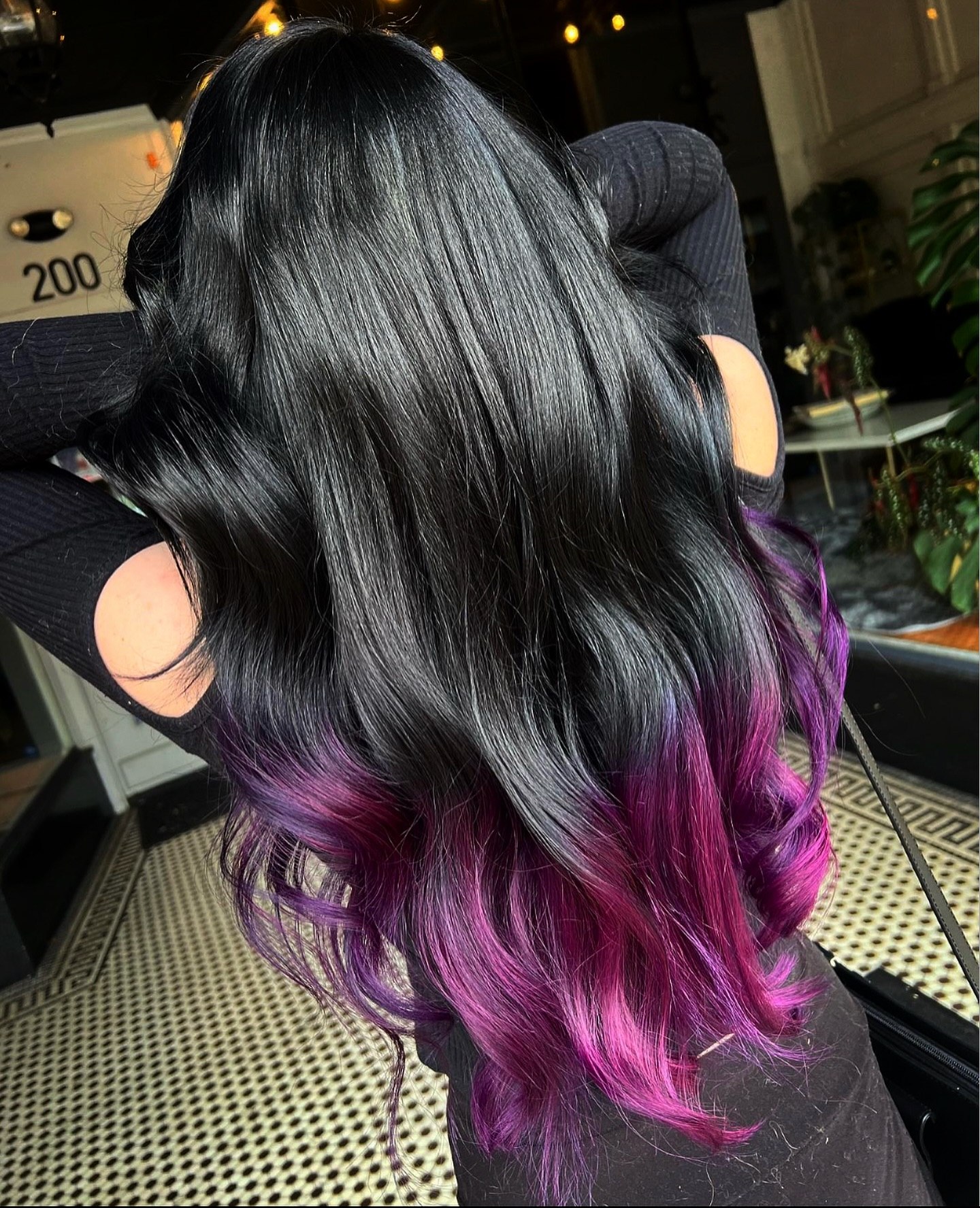 Deep Black Hair With Vibrant Magenta & Purple Ombre