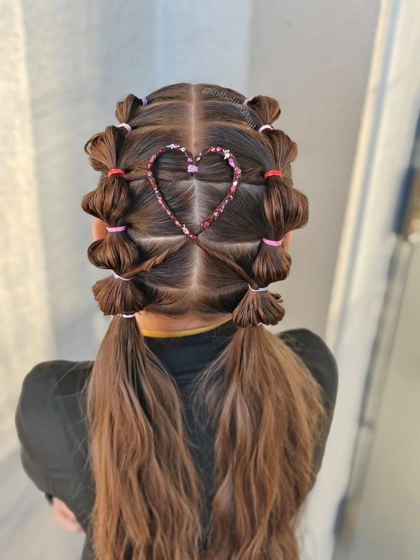 Playful Heart Parting Bubble Braids
