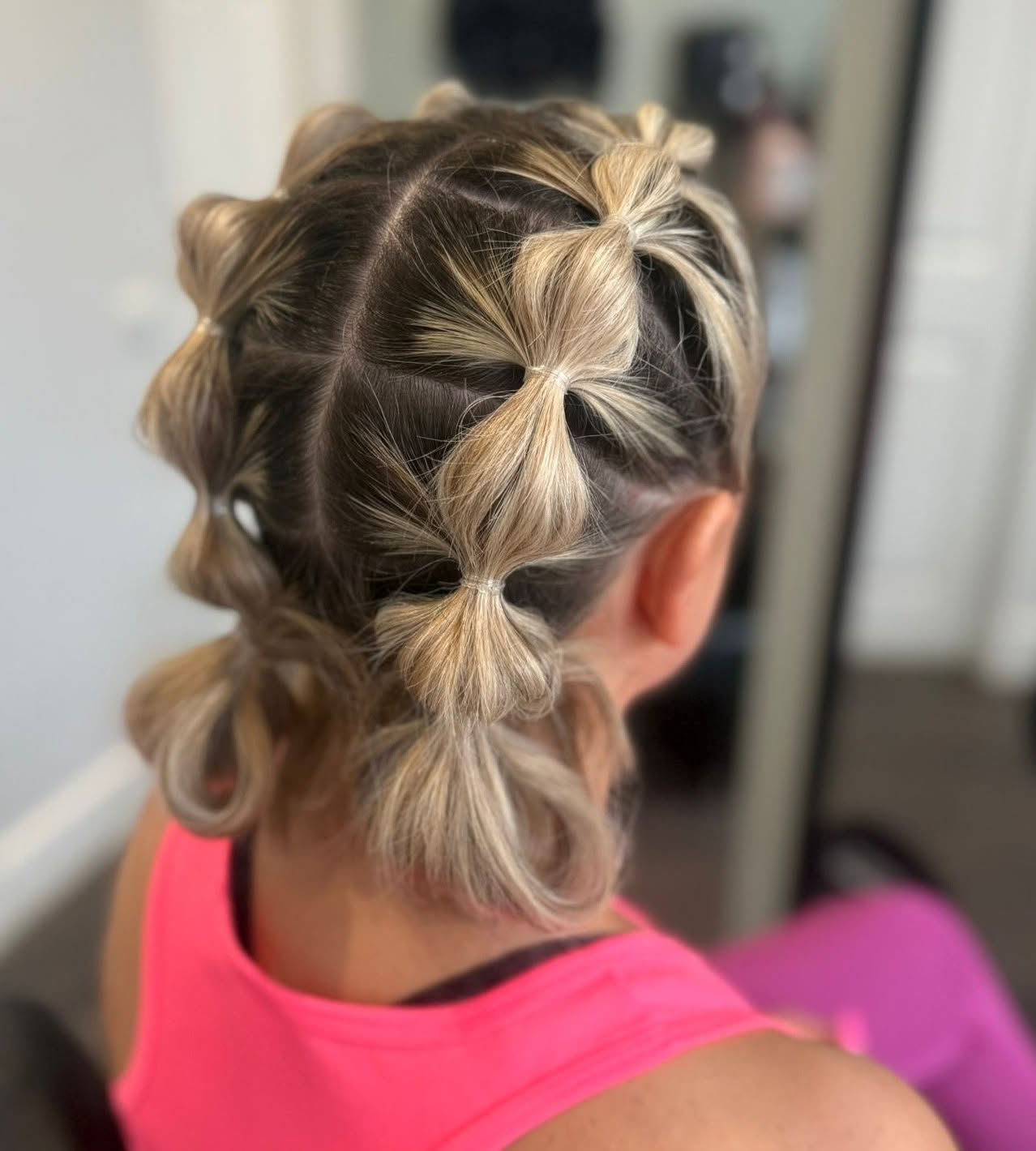 Braided Bubble Ponytail With Hair Bows
