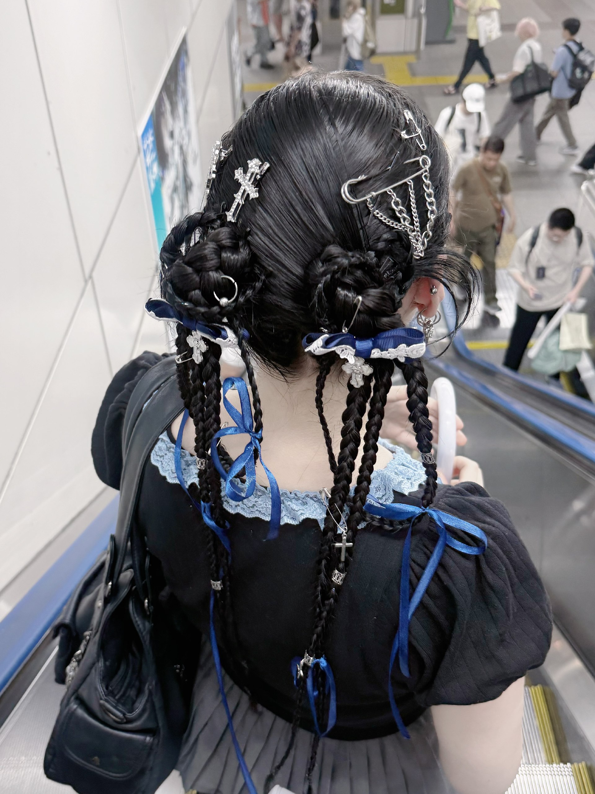 Gothic Braided Space Buns With Silver Accents