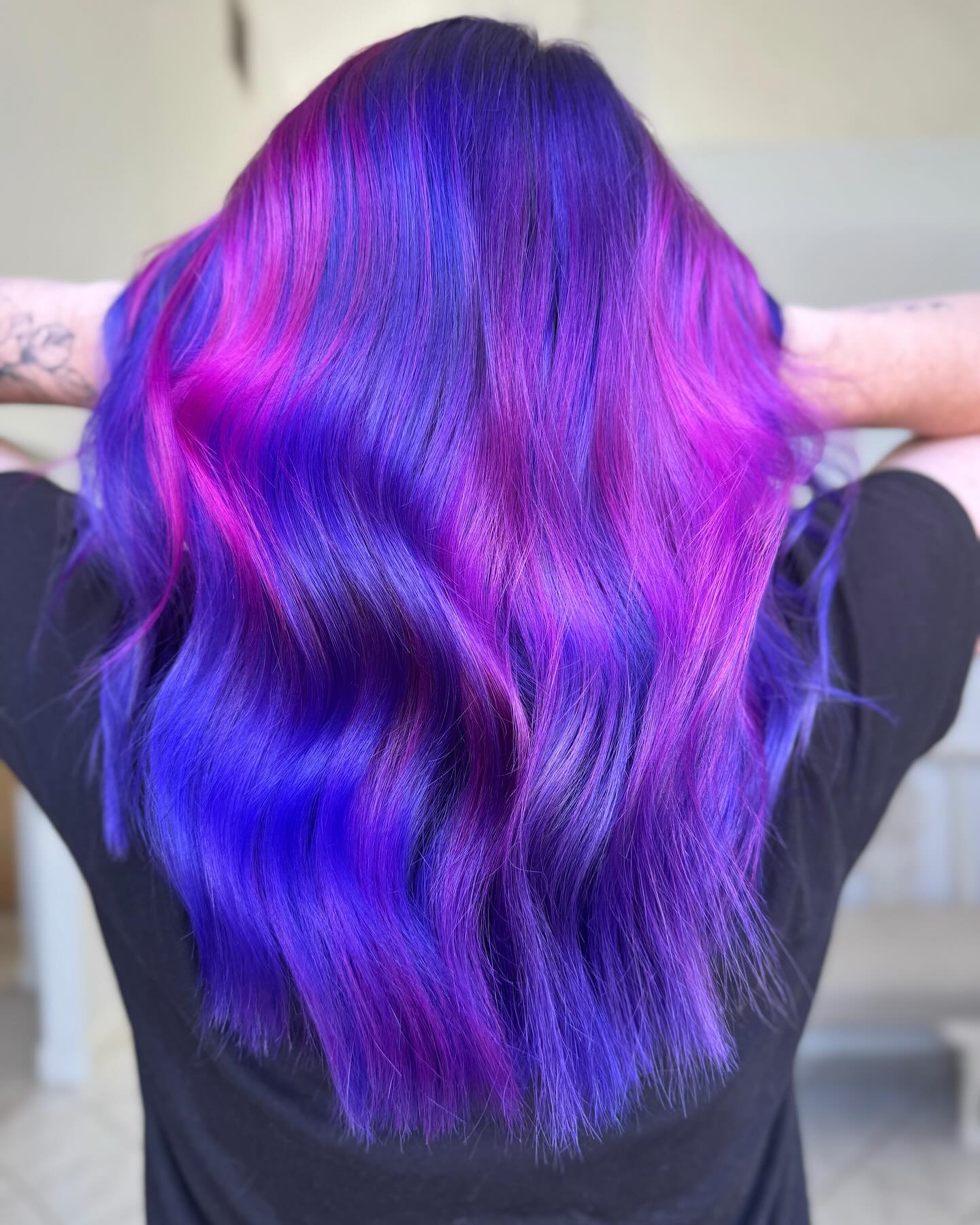 Vibrant Amethyst & Magenta Swirl Long Hair