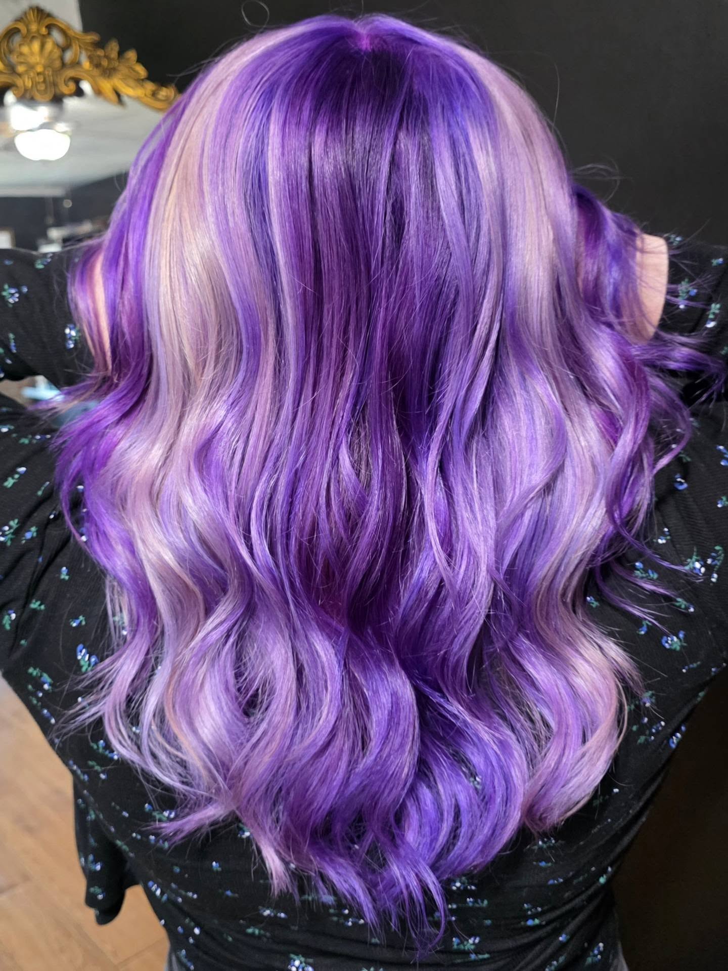 Vibrant Purple And Lavender Balayage Waves