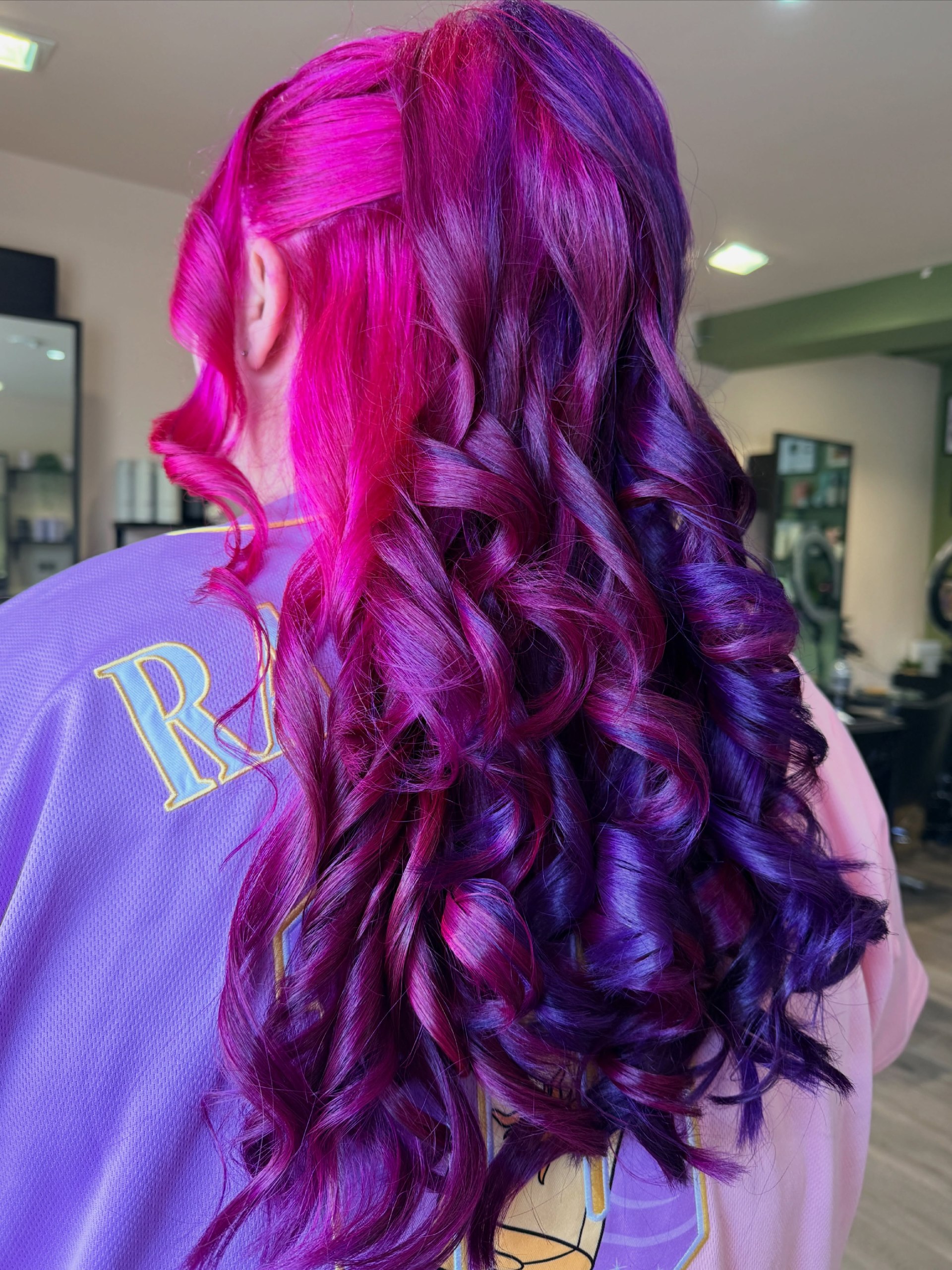 Vibrant Pink To Purple Ombre Curls