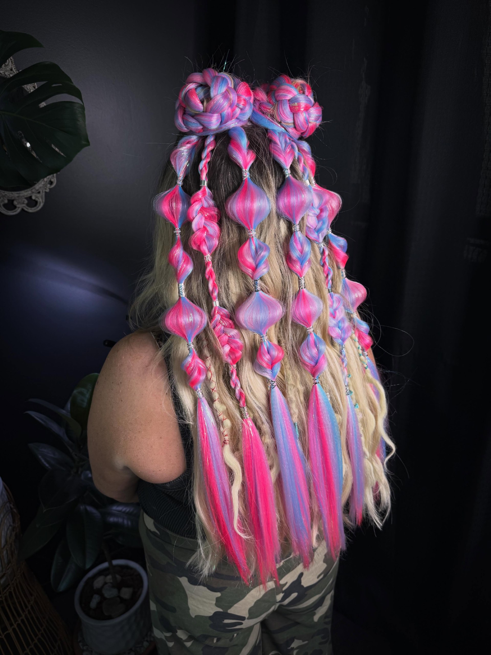 Whimsical Candyfloss Braids With Gemstone Accents