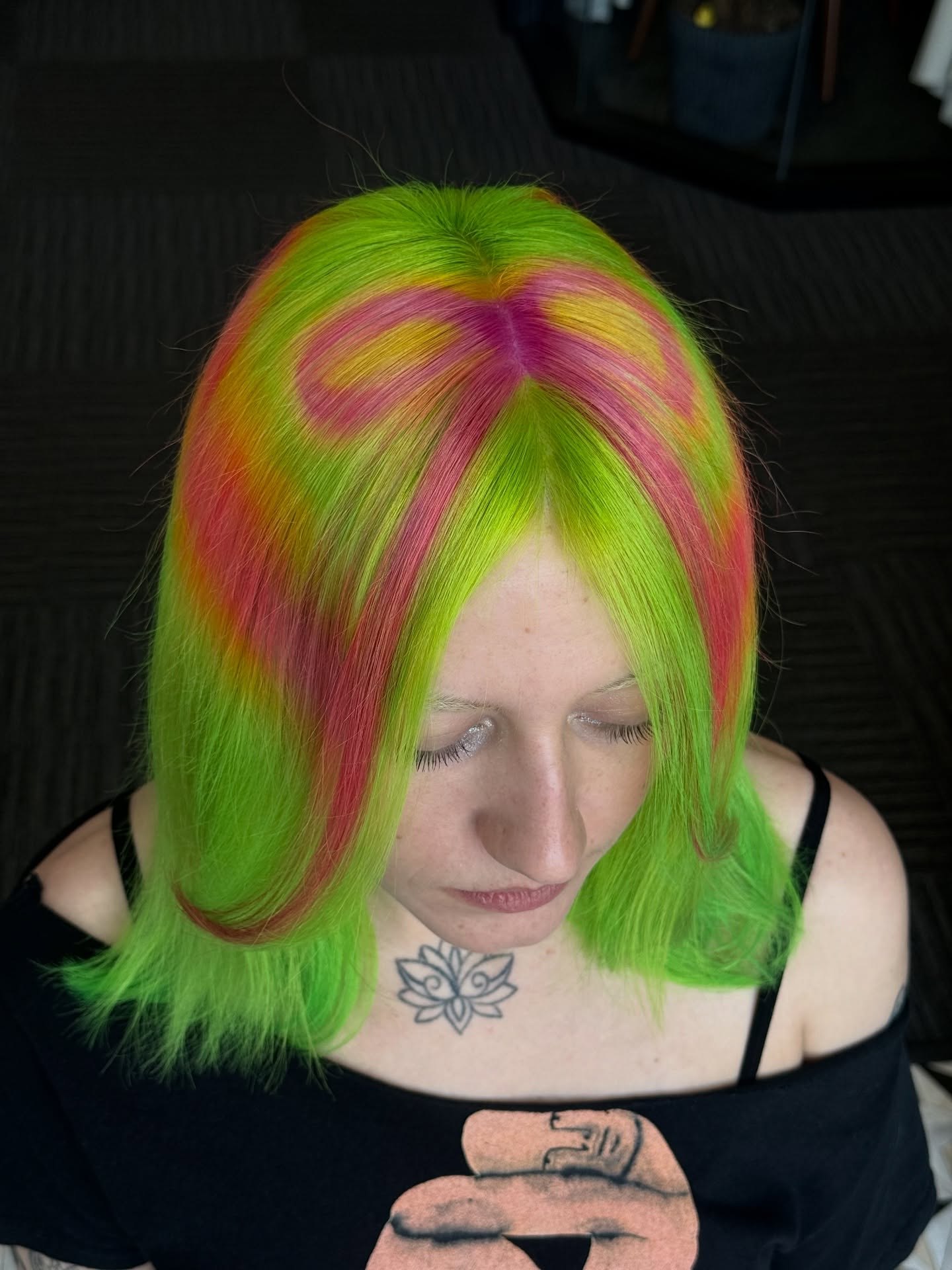 Electric Swirl Neon Hair With Pink & Yellow