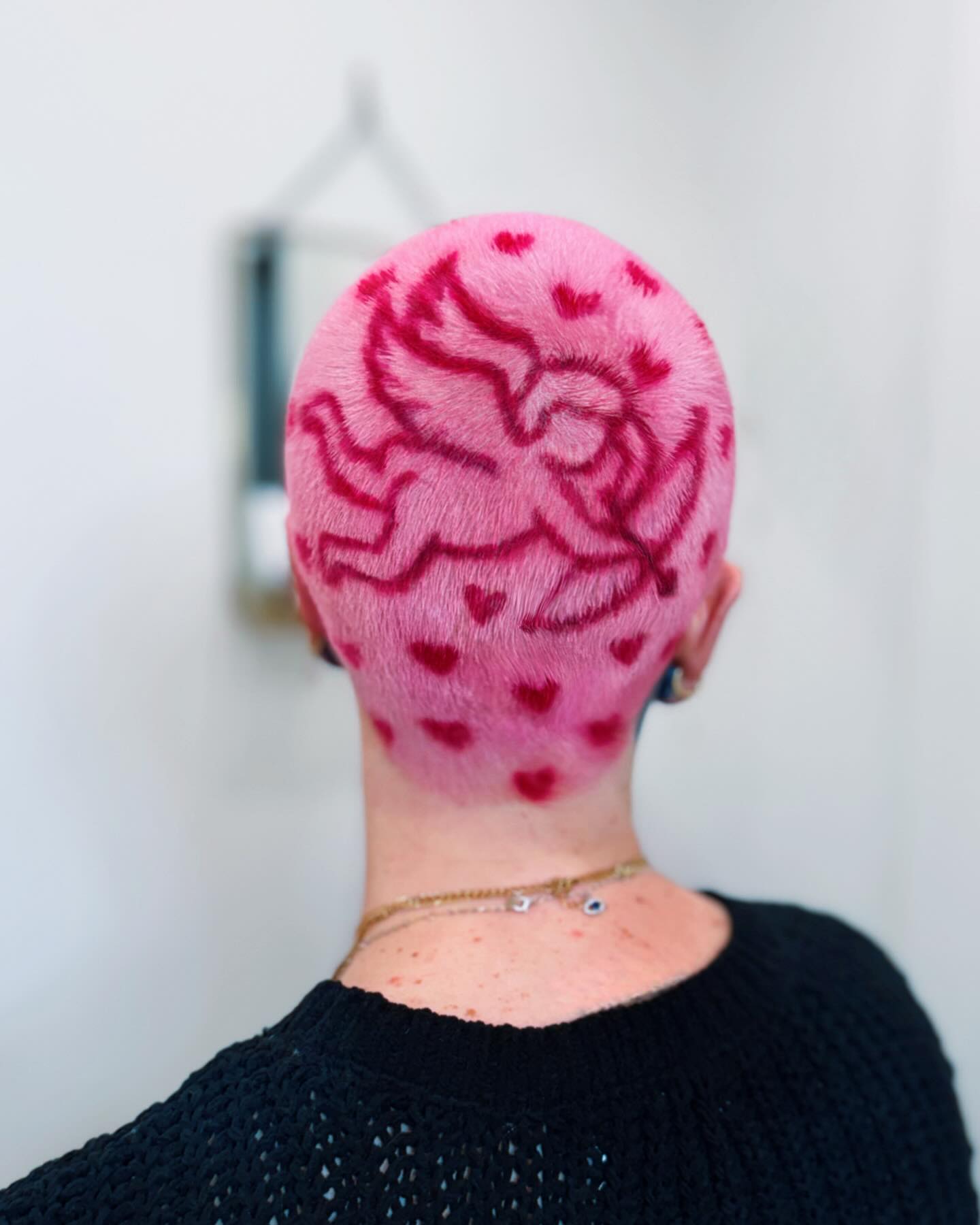 Cupid's Bow Pink Buzz Cut With Heart Accents