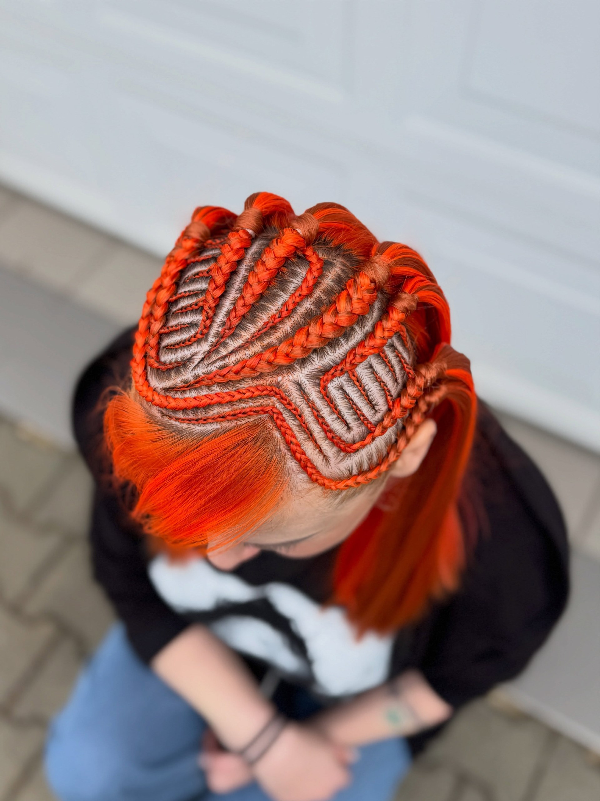 Fiery Geometric Cornrow Braids
