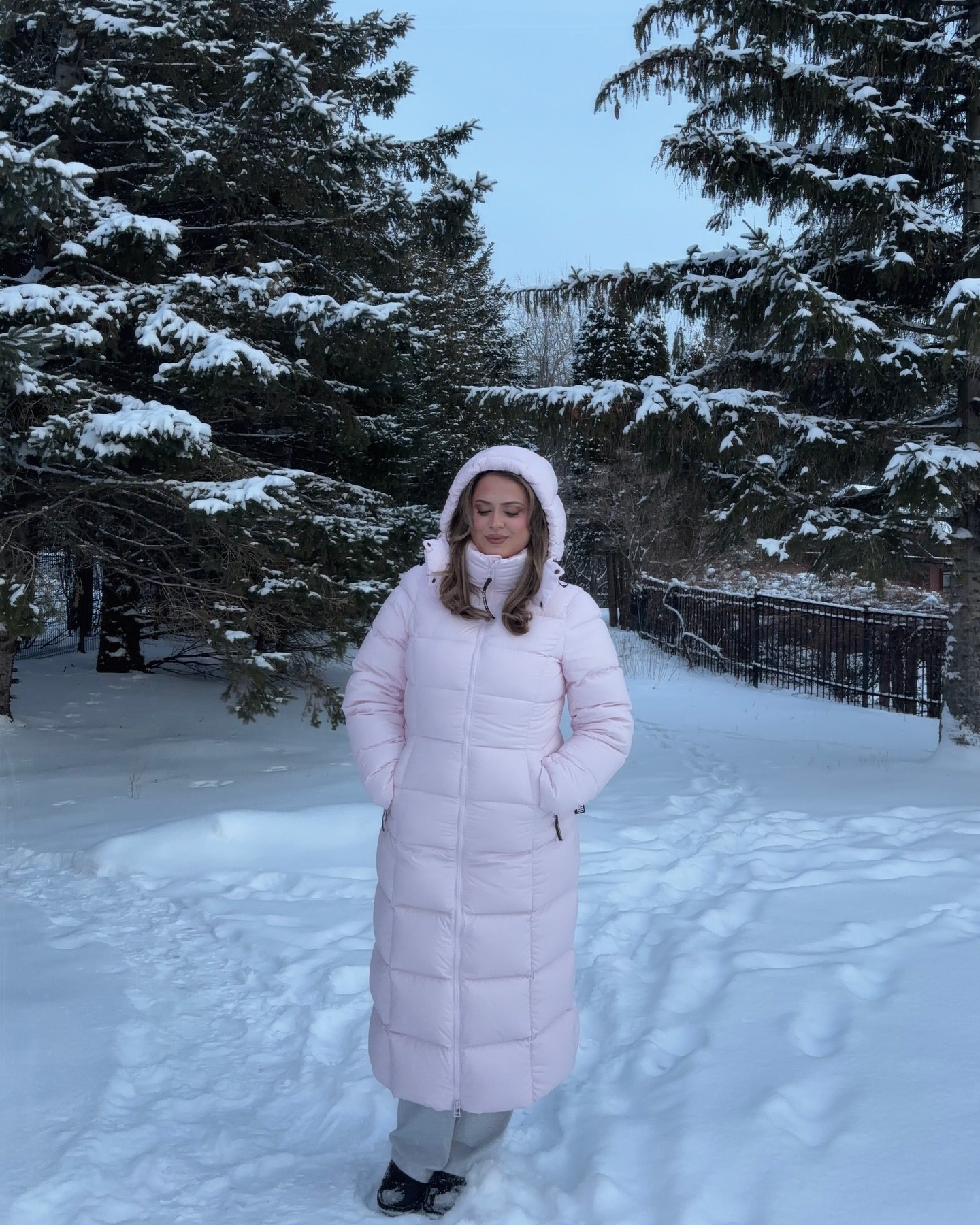 Pastel Puffer Coat Winter Wonderland Look
