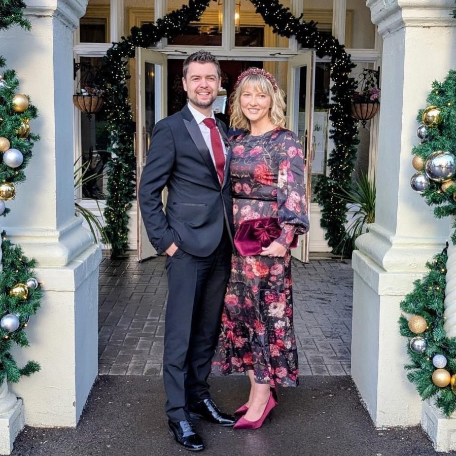 Floral Midi Dress With Velvet Accents For Winter Wedding