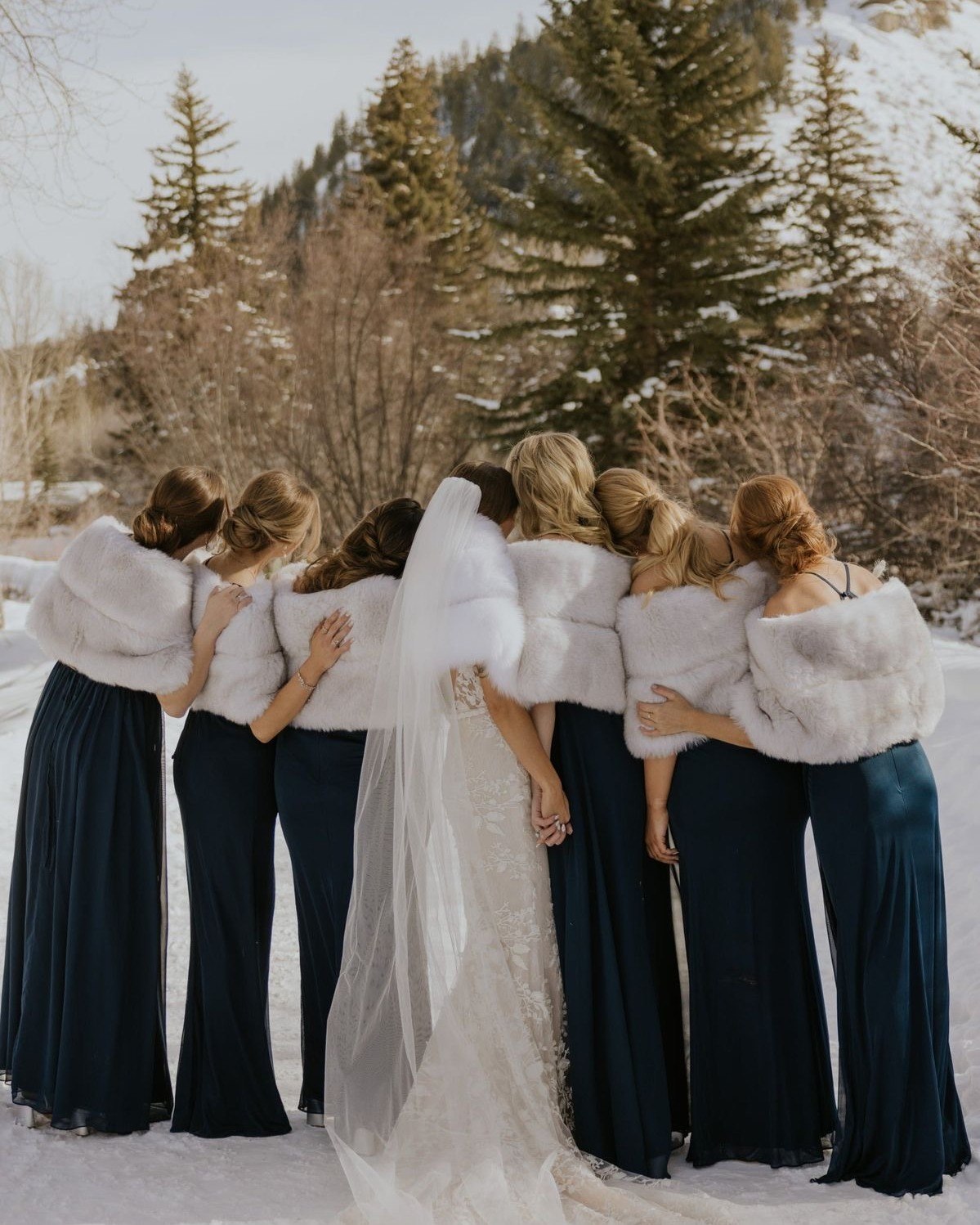 Faux Fur Wrap And Navy Maxi Dress Wedding Guest Look