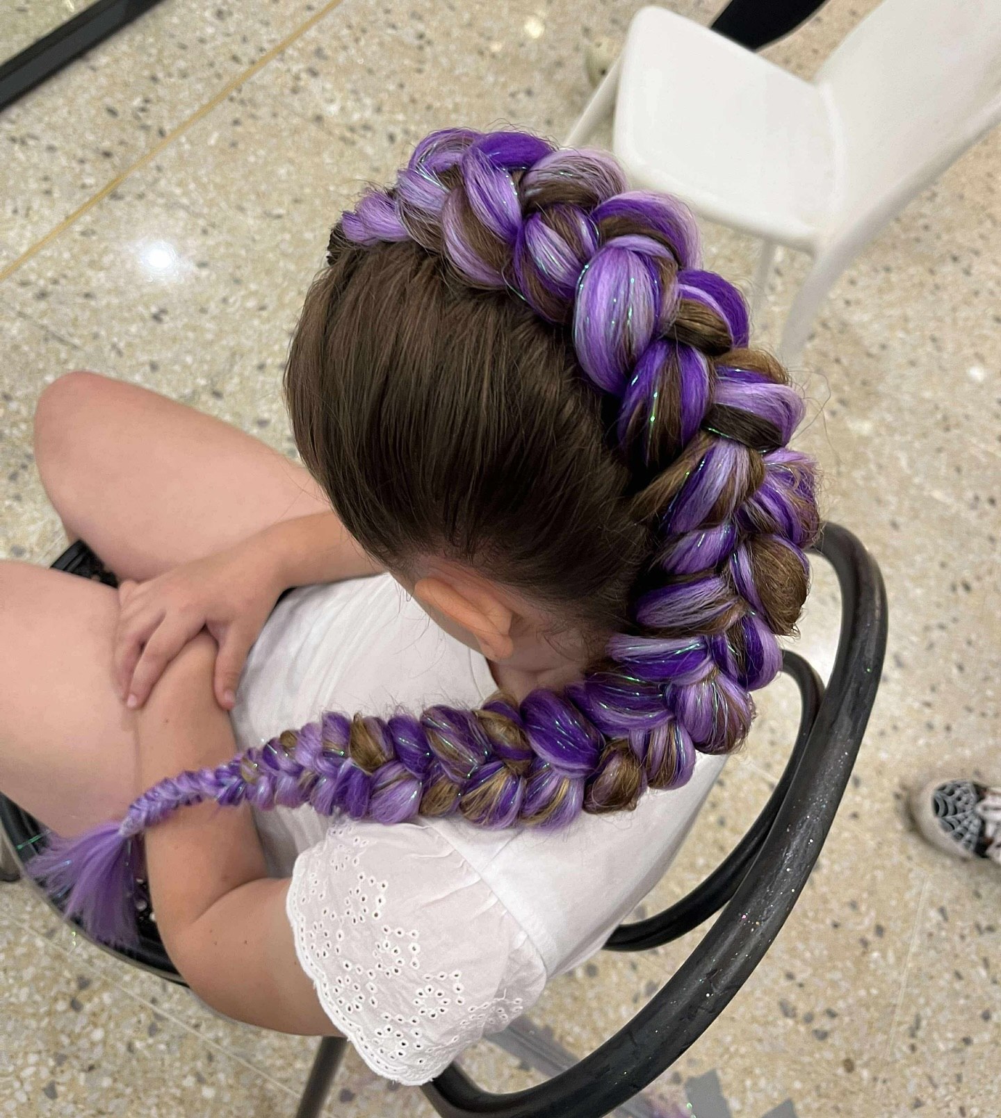 Glimmering Purple & Brown Tinsel Crown Braid