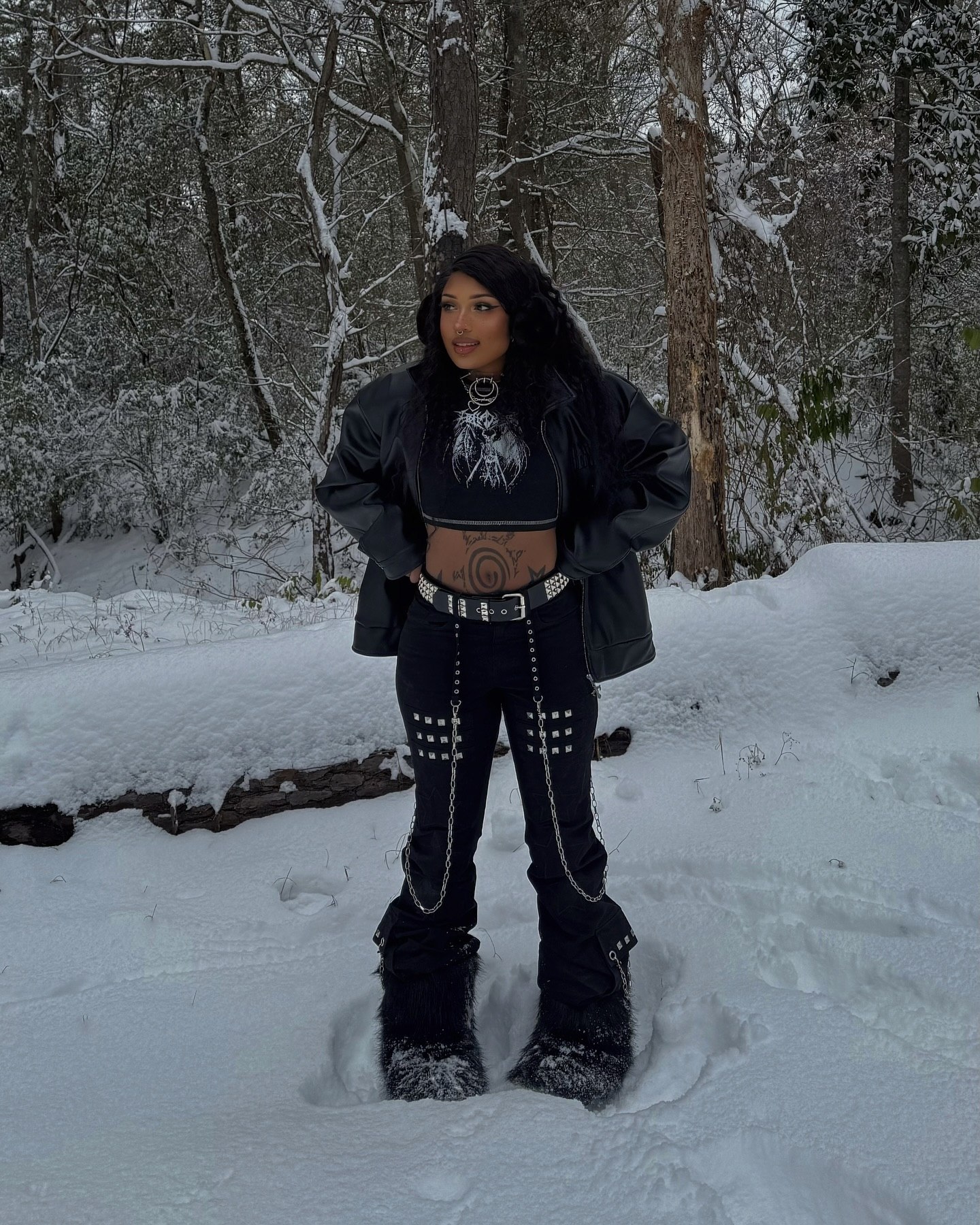 Edgy Winter Look With Faux Fur Boots