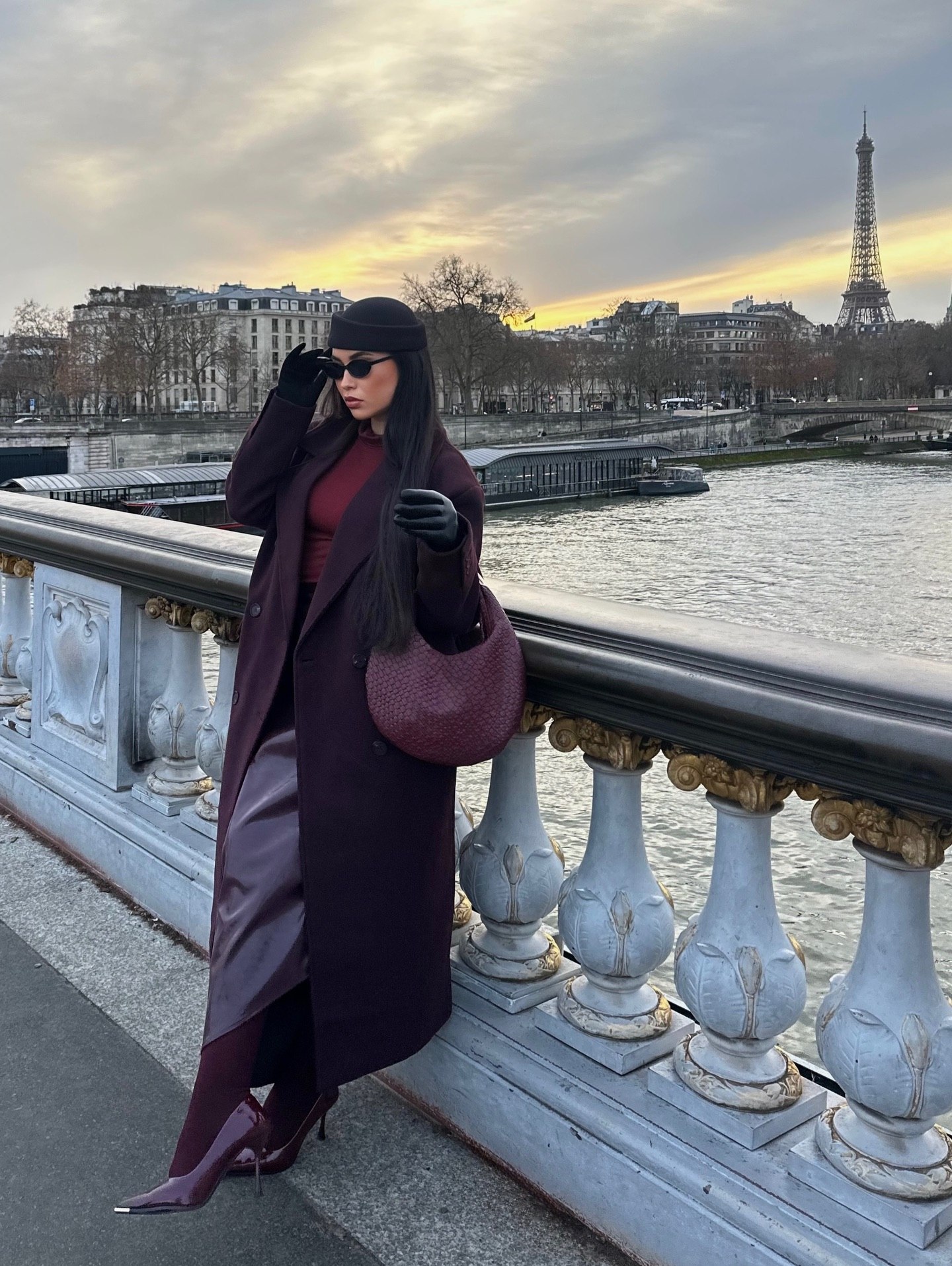 Deep Plum Monochrome Layered Winter Look
