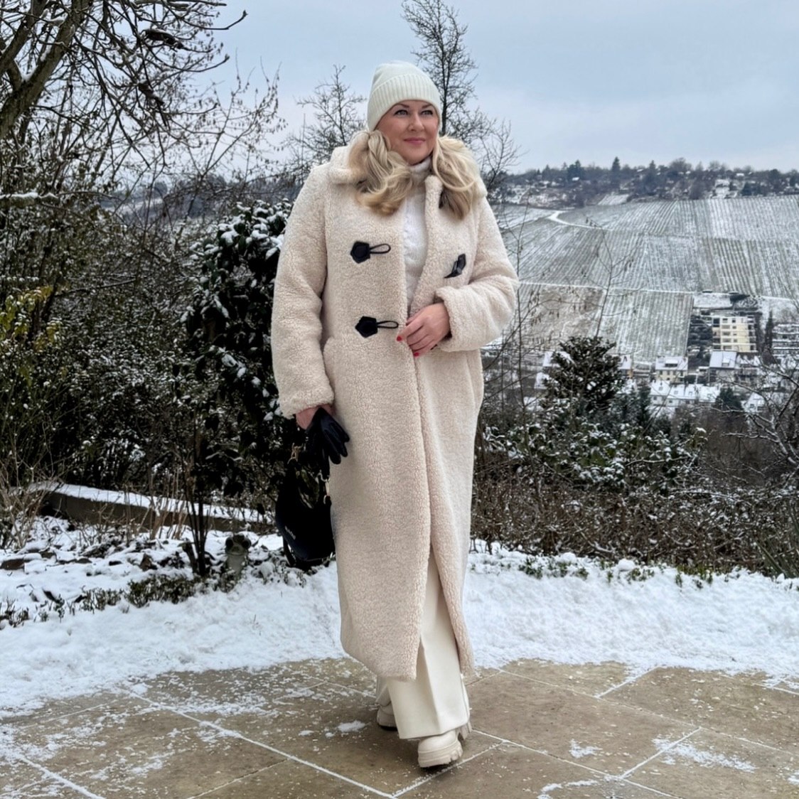 Cozy Cream Teddy Coat And Cream Trousers