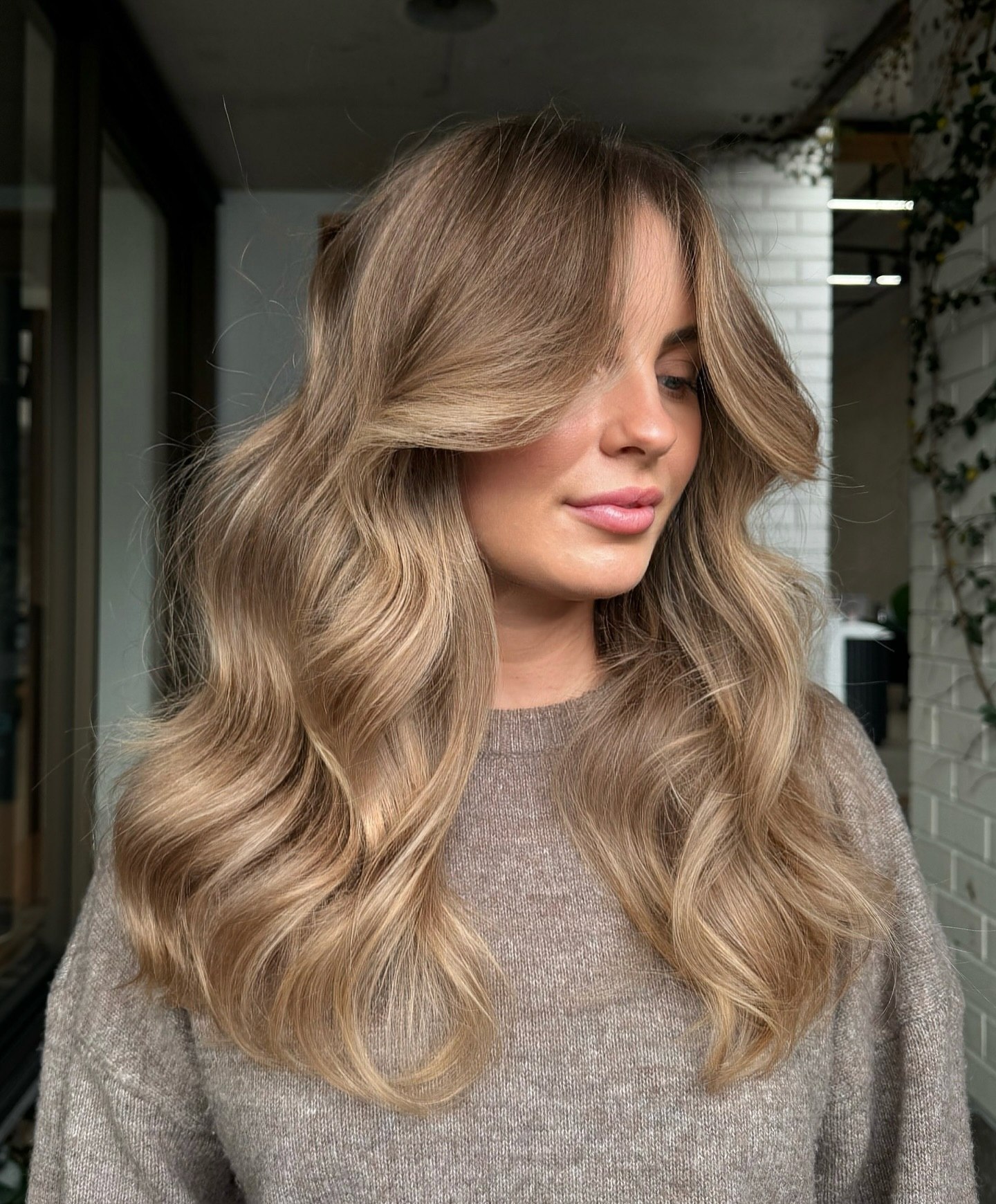 Soft Beach Waves With Caramel Balayage