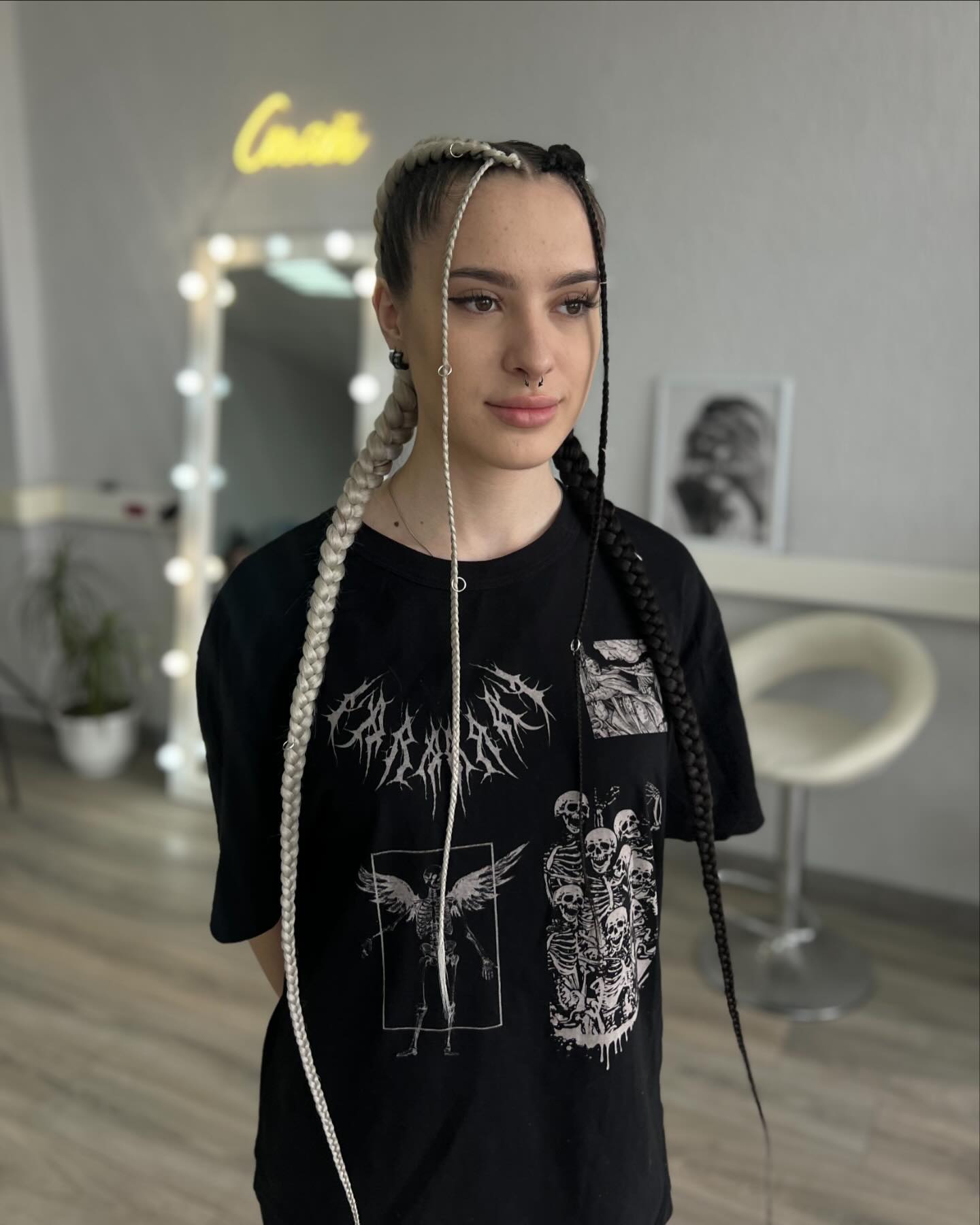 Bold Two-Tone Braids With Metallic Accents