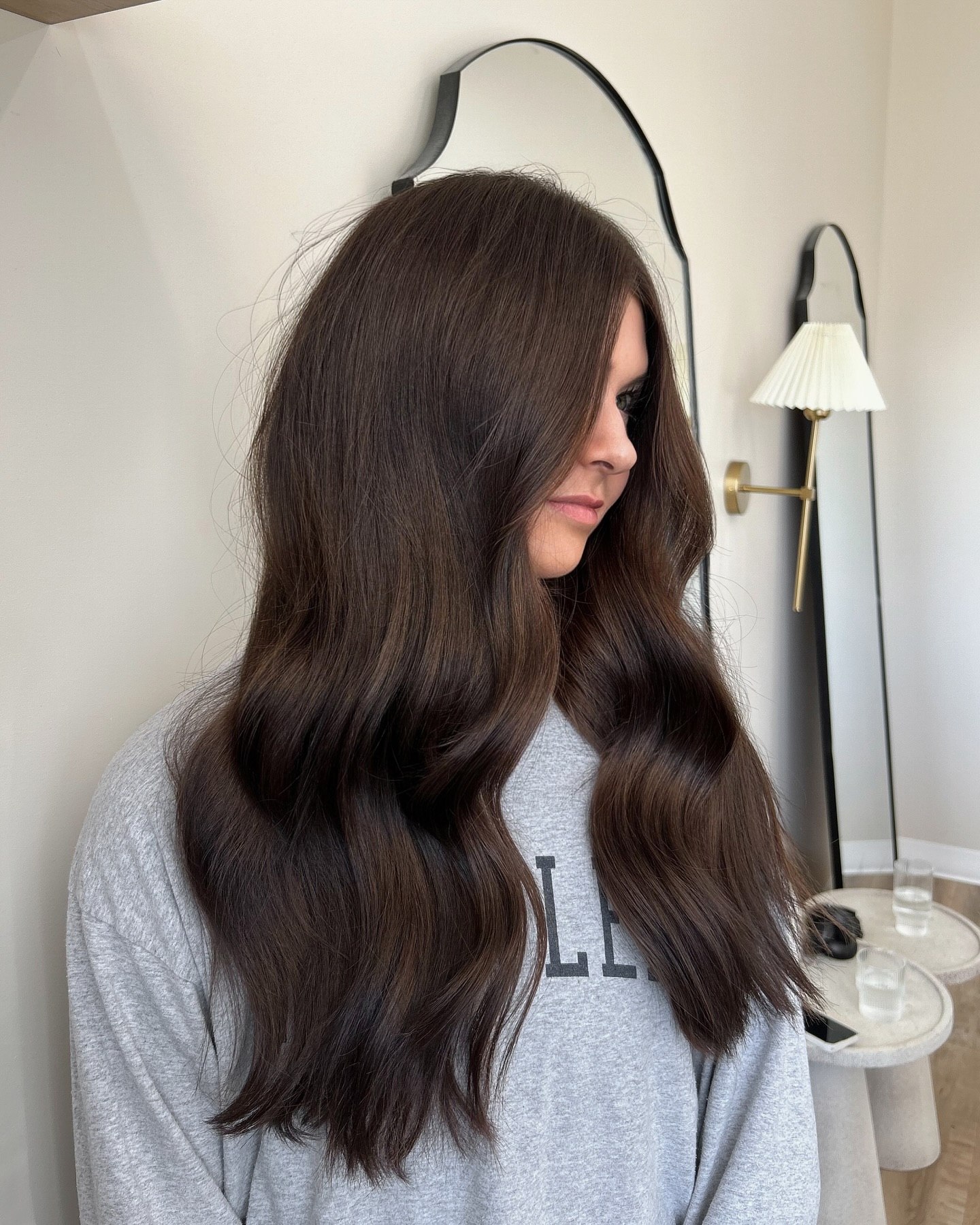Chocolate Brown Waves With Face Framing Layers