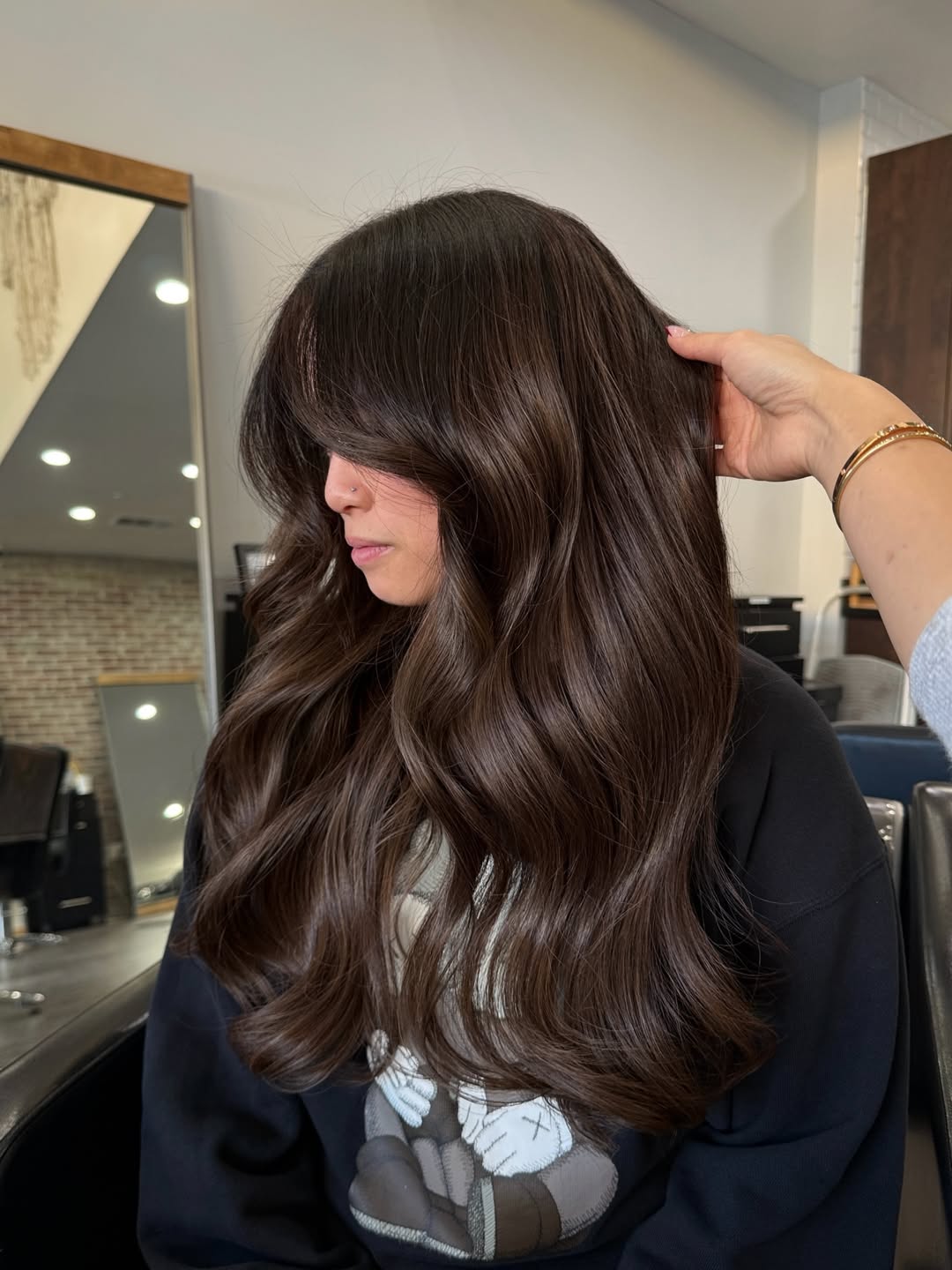 Rich Chocolate Brown Waves With Face-Framing Layers