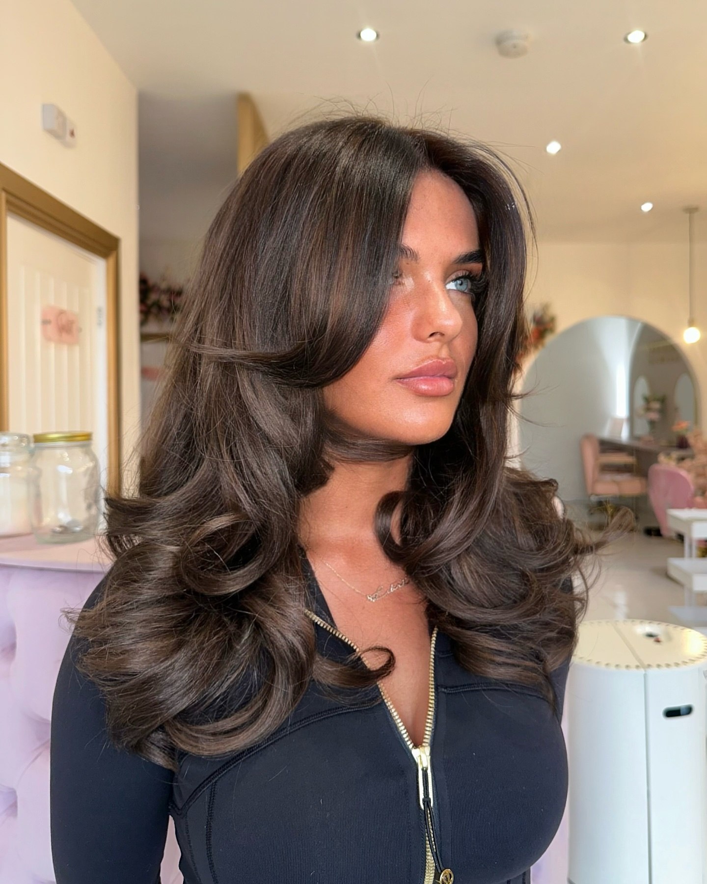 Rich Espresso Balayage With Voluminous Waves