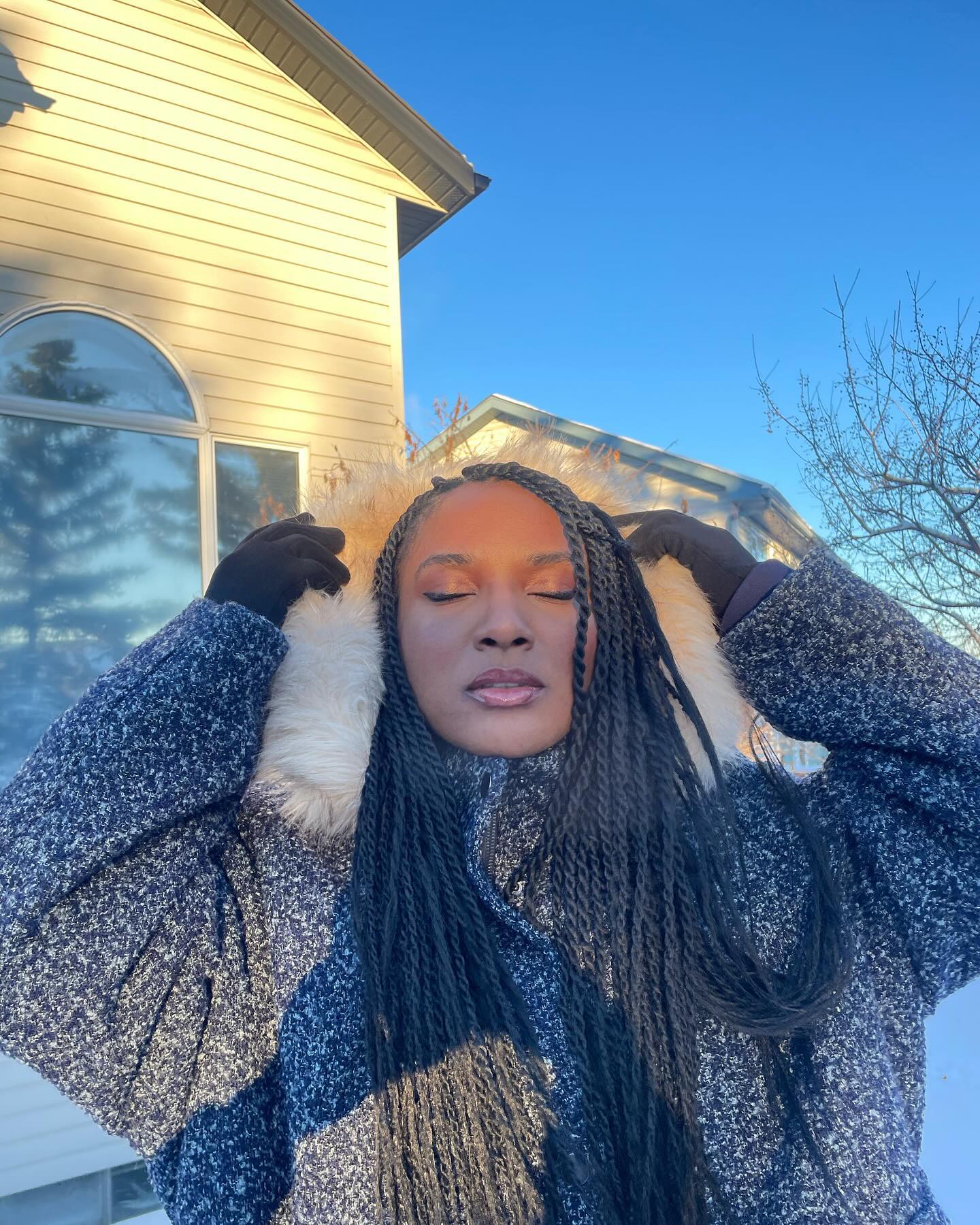 Long Box Braids With Subtle Red Undertones