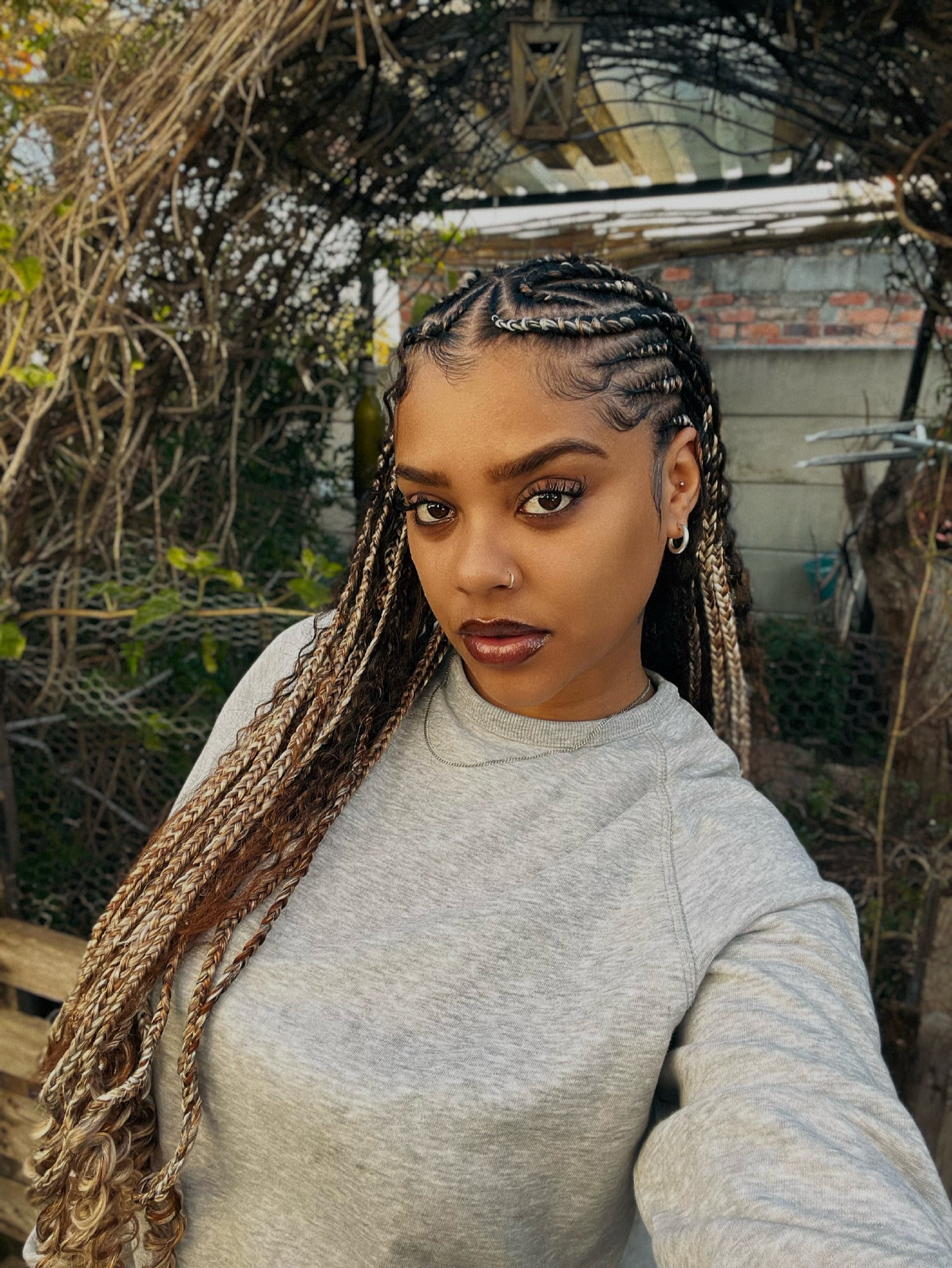 Chunky Braids With Blonde Ombre Highlights