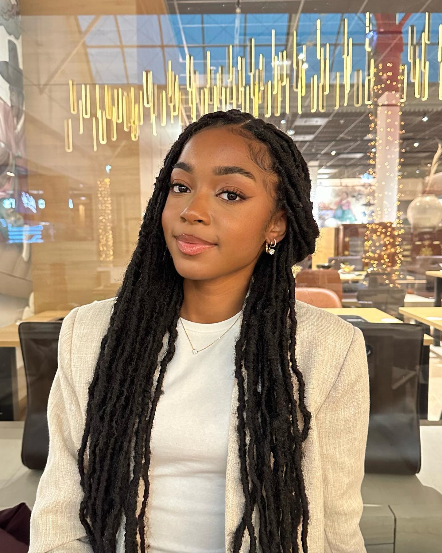 Long Black Goddess Locs With Defined Waves