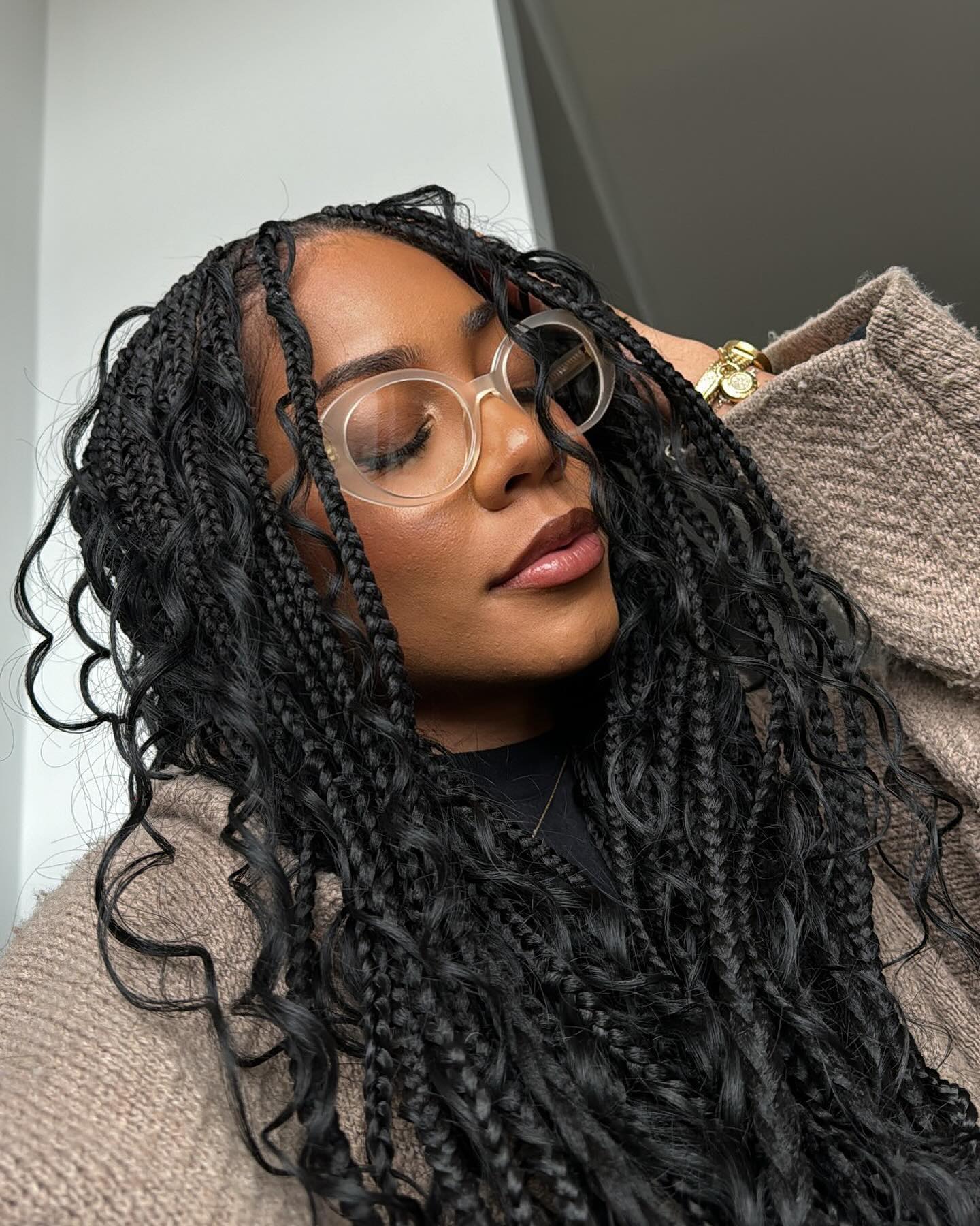 Long Wavy Braids With Curly Ends