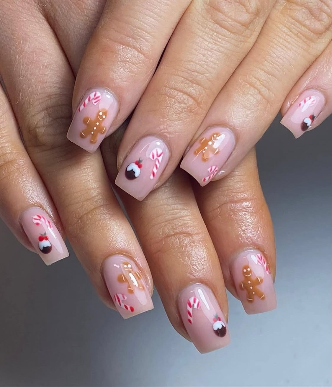 Cute Gingerbread Man Christmas Nail Art