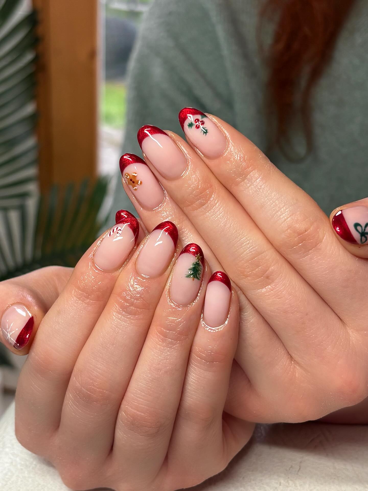 Glitter Red French Tip Christmas Nail Art
