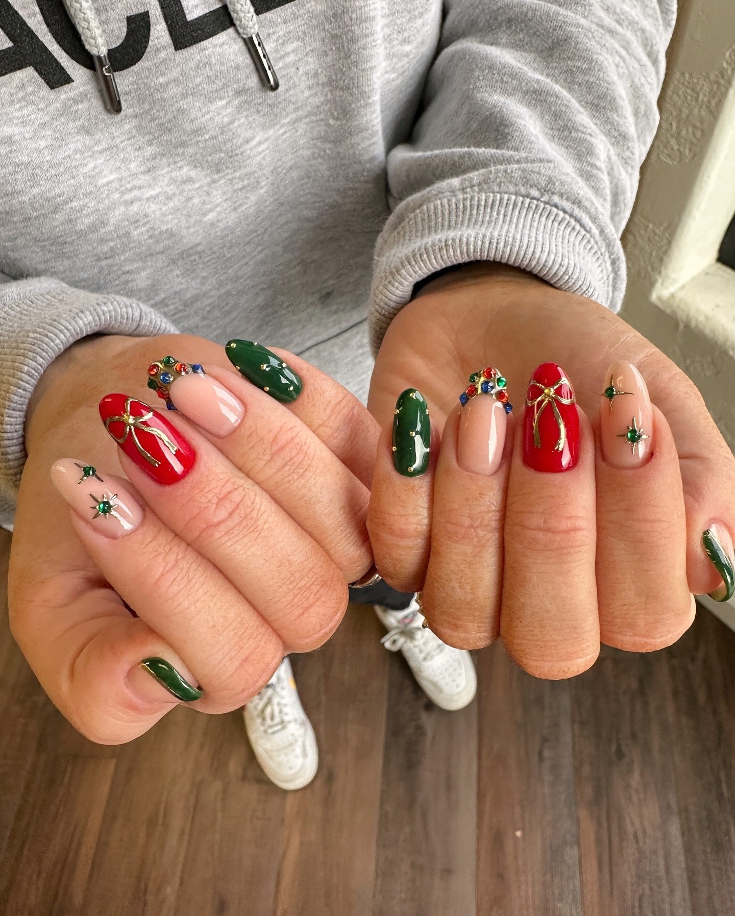 Festive Christmas Bows and Gem Accents