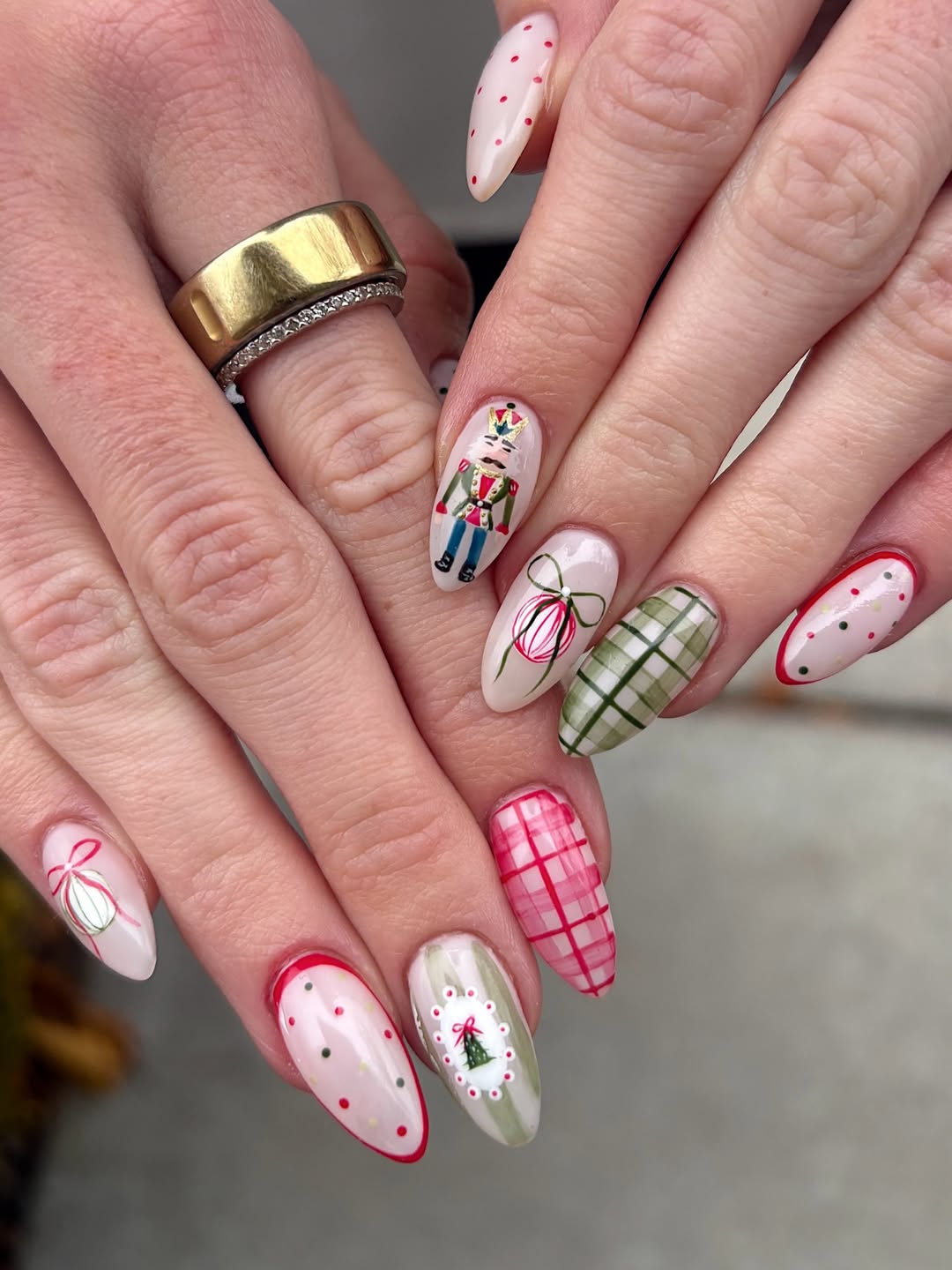 Whimsical Christmas Nutcracker Almond Nails