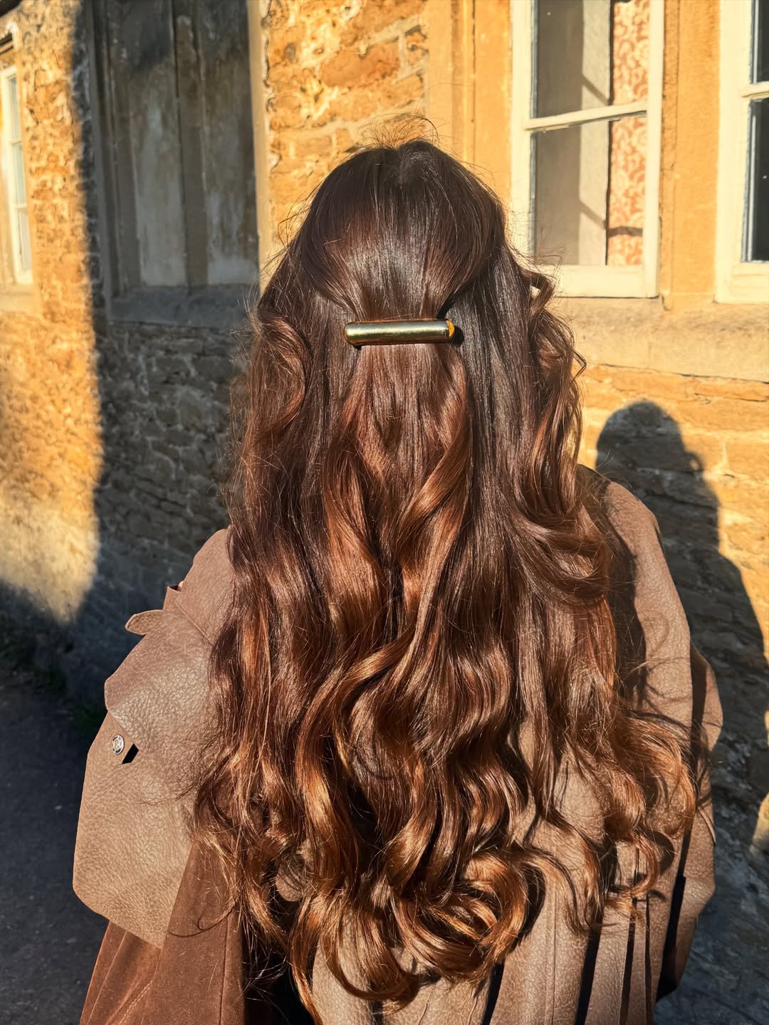 Warm Copper Balayage With Loose Curls