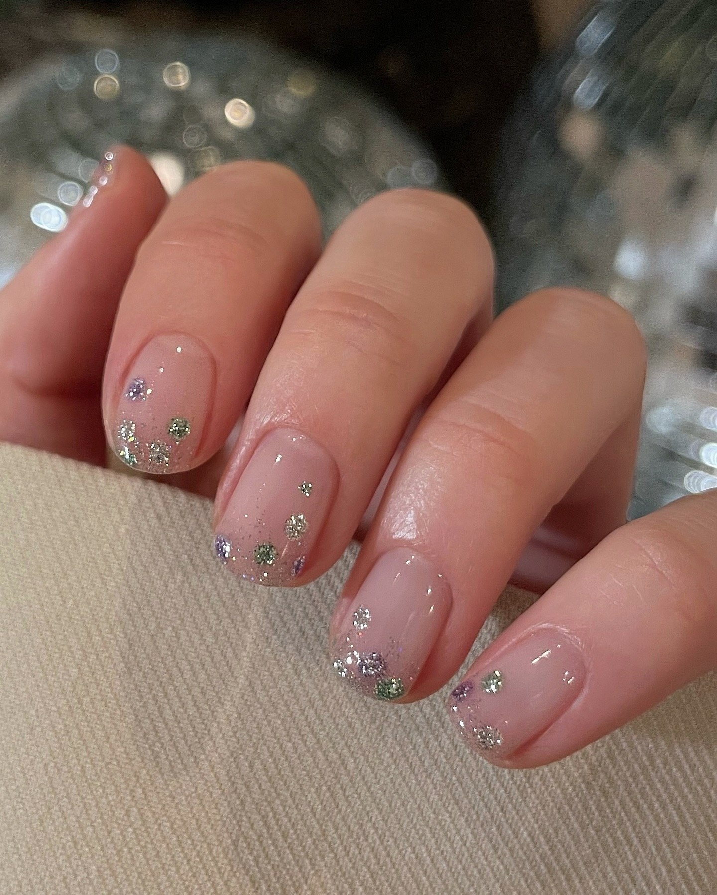Sparkly Winter French Tip Accent Nails