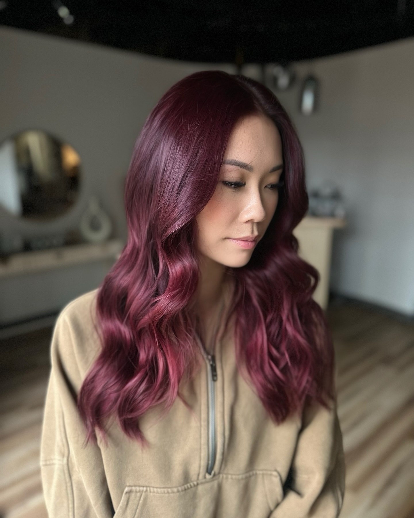 Crimson Waves With Rosy Undertones