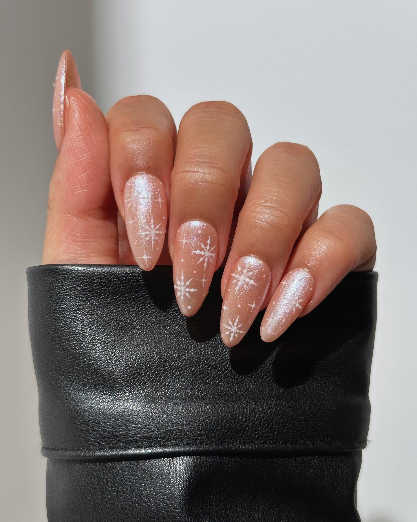 Frosted Starburst Almond Nails